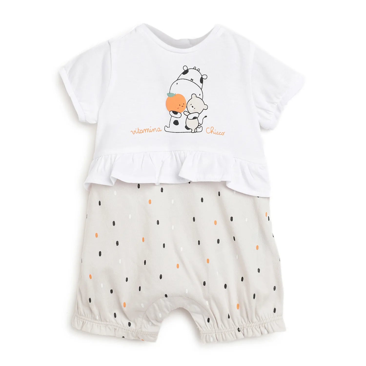 Girls White Printed Rompers