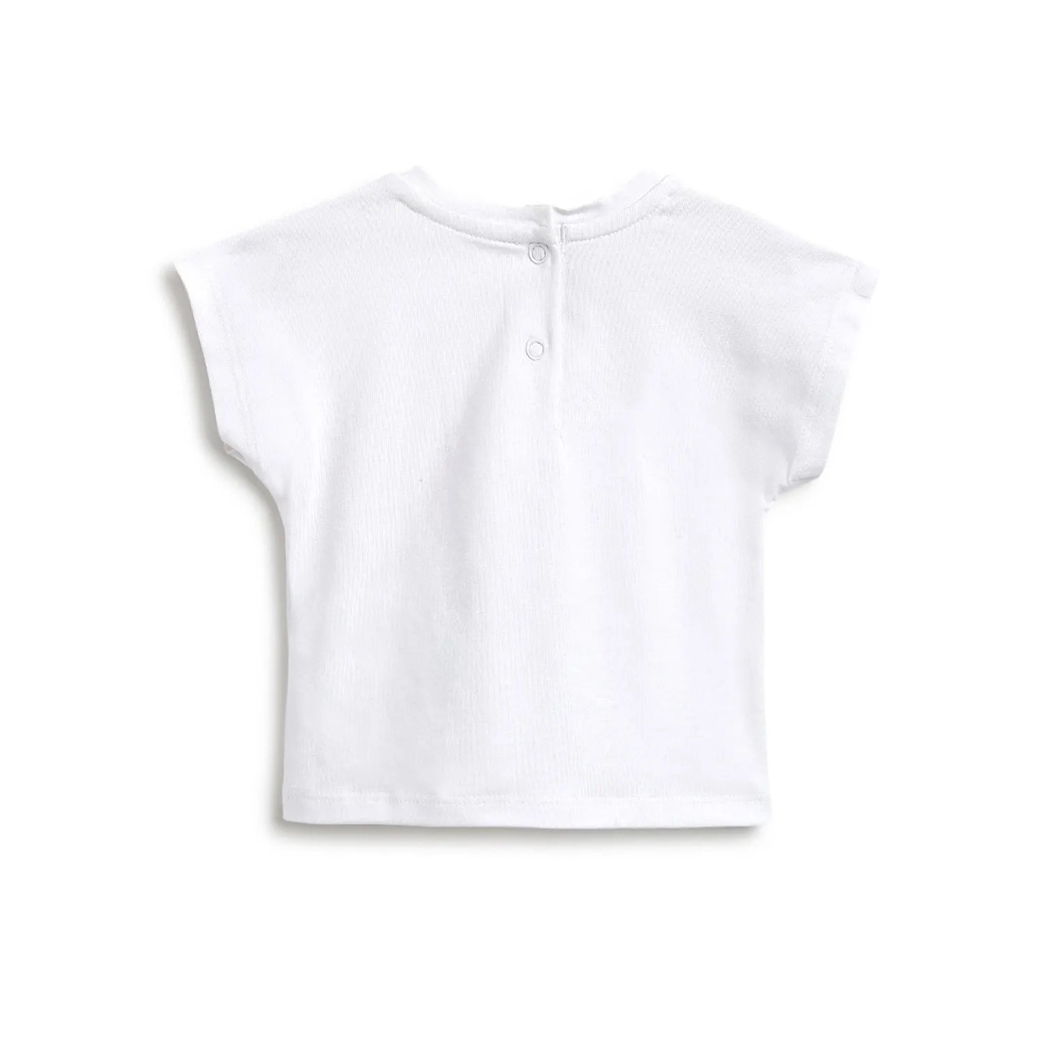 Girls White Printed T-Shirt With Shorts