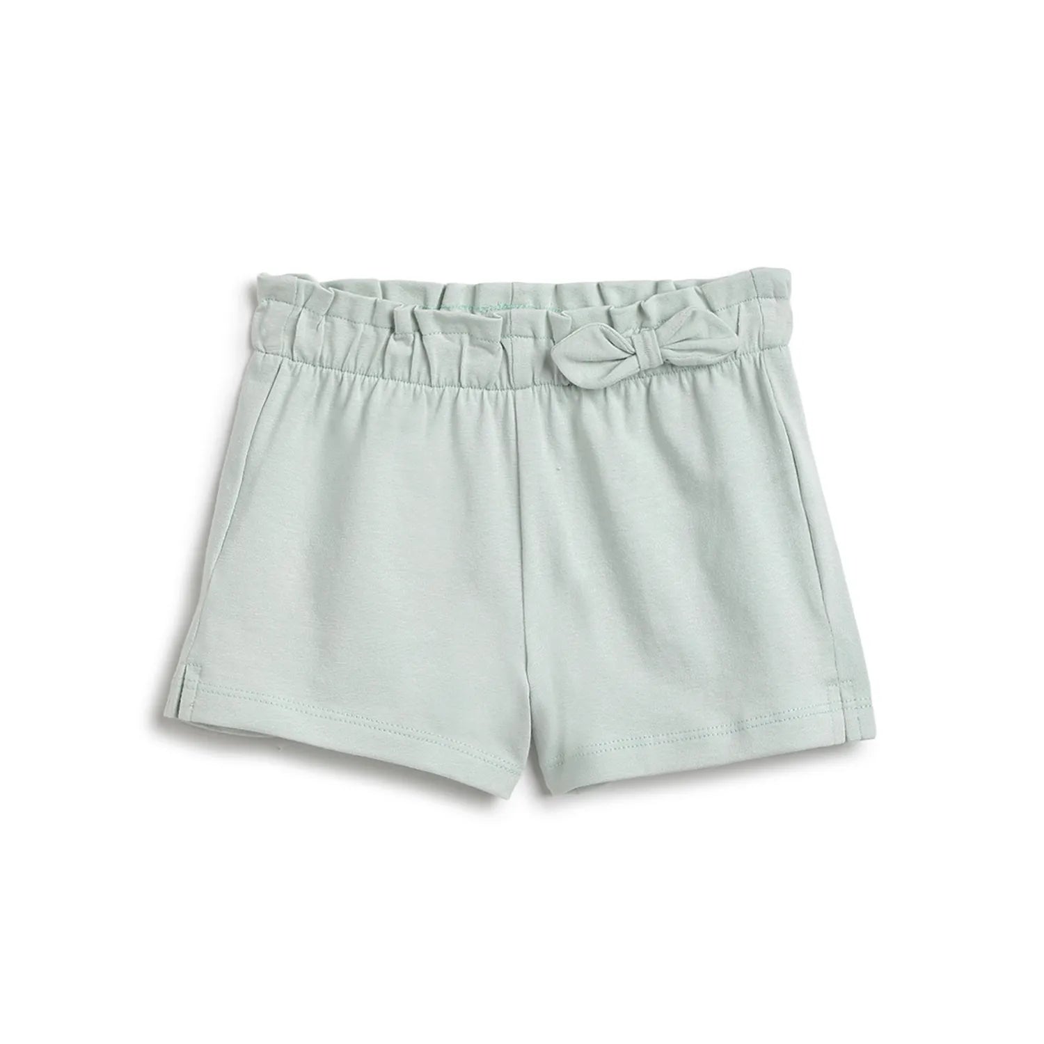 Girls White Printed T-Shirt With Shorts