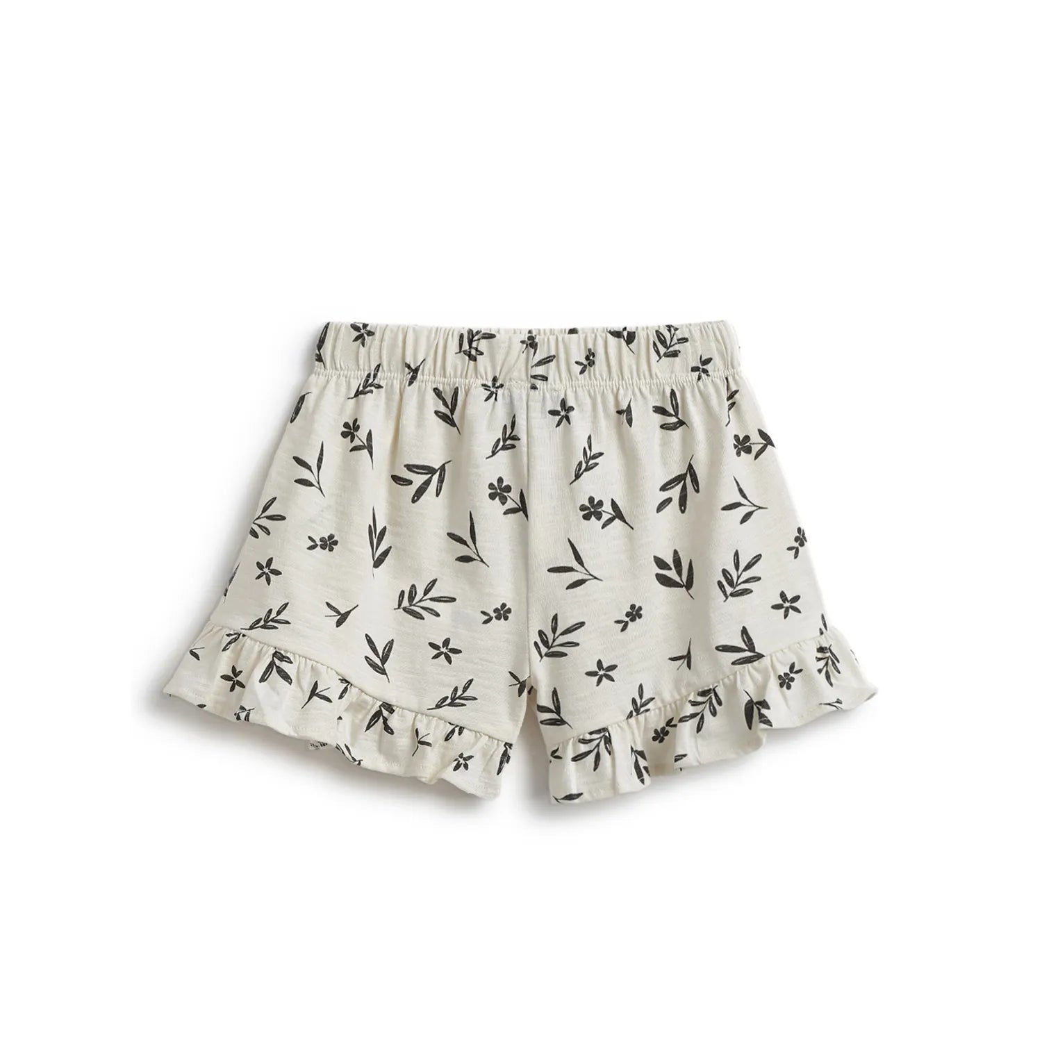 Girls White Printed T-Shirt With Shorts