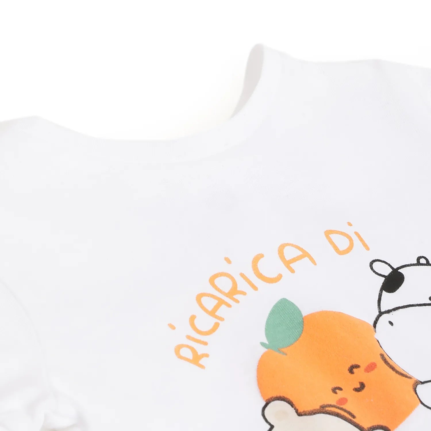 Girls White Printed Top with Shorts