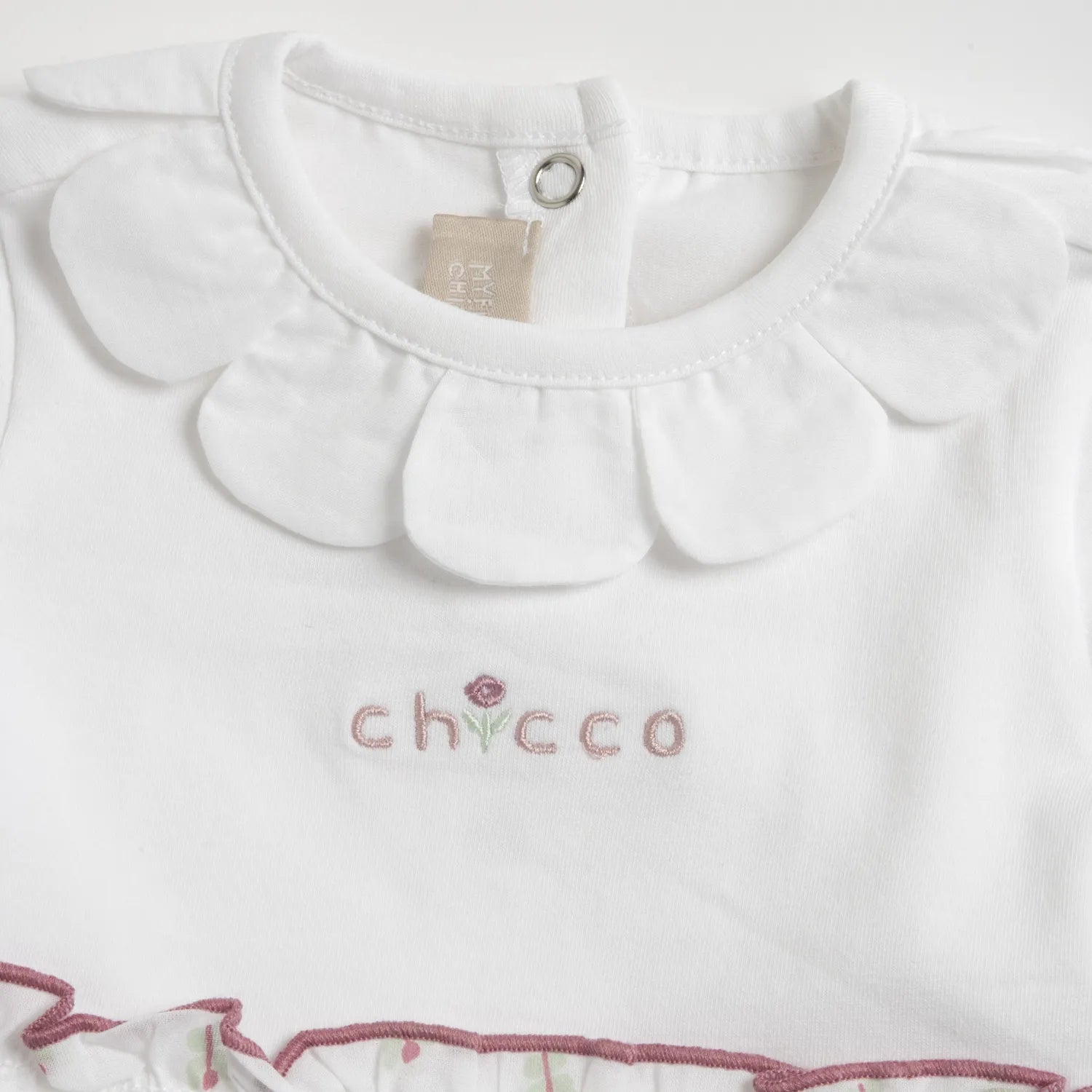 Girls White Self Design Back Opening Babysuit