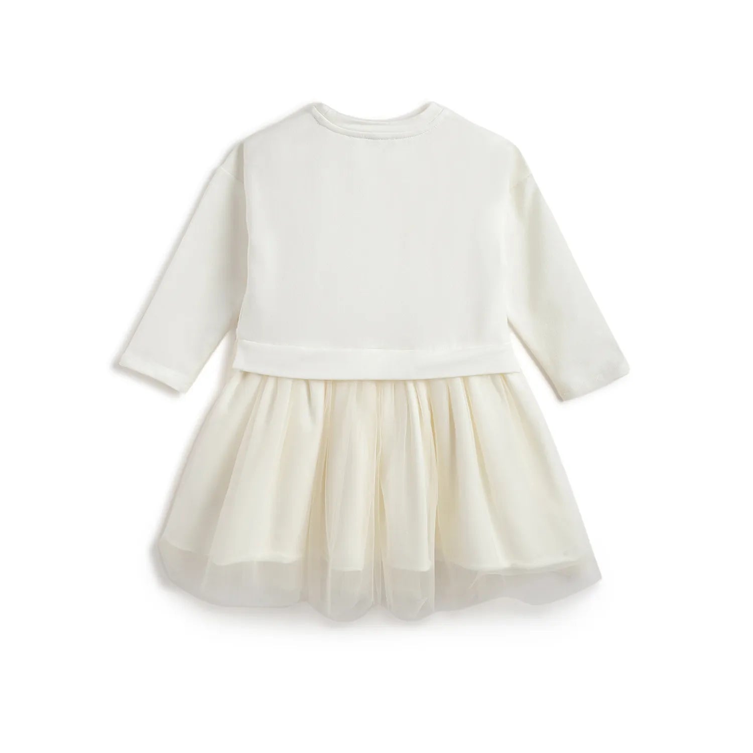 Girls White Self Design Dress