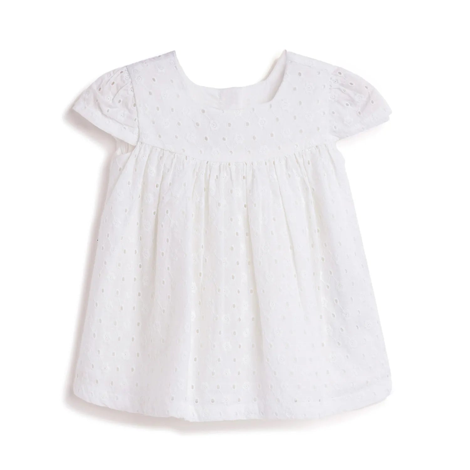 Girls White Short Sleeve Dress