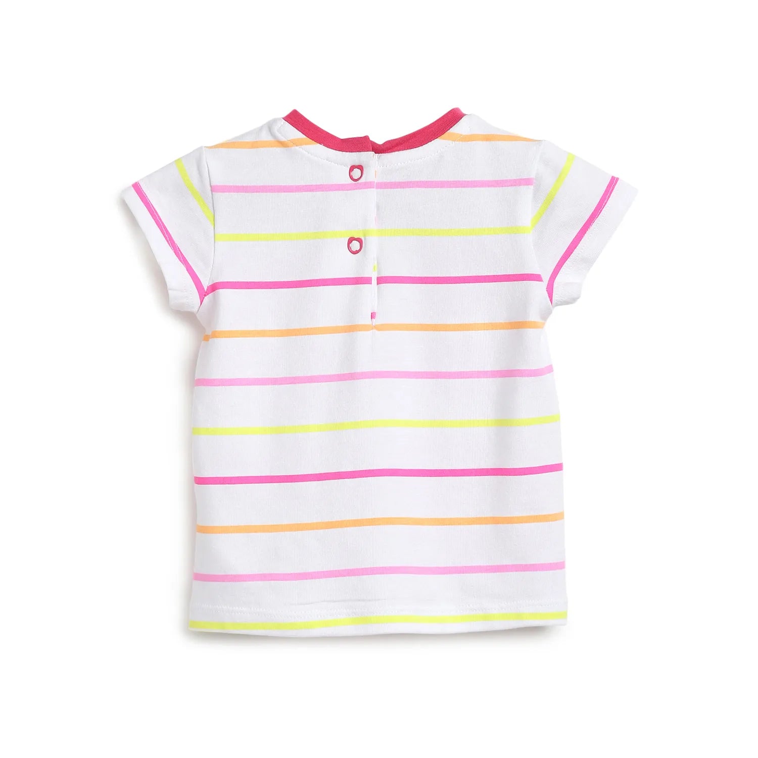 Girls White Striped T-shirt With Trousers