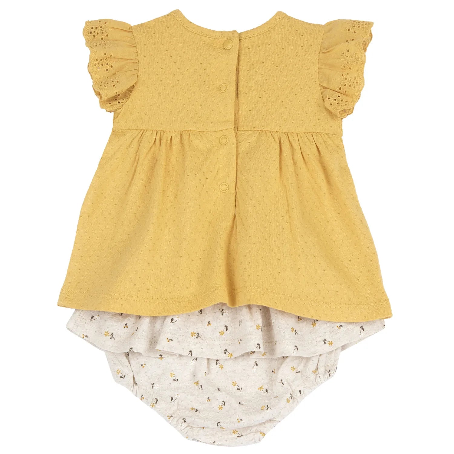 Girls Yellow Self Design Top with Shorts