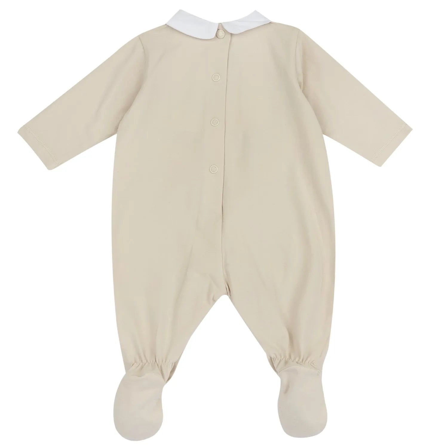 Infants Beige Embellished Leg Opening Babysuit
