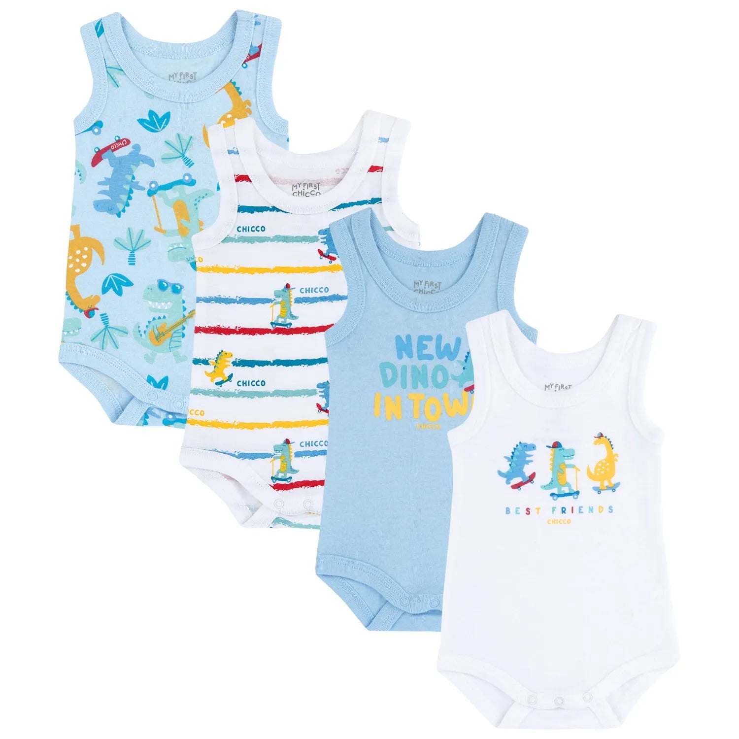 Infants Pack Of 4 Printed Cotton Bodysuits