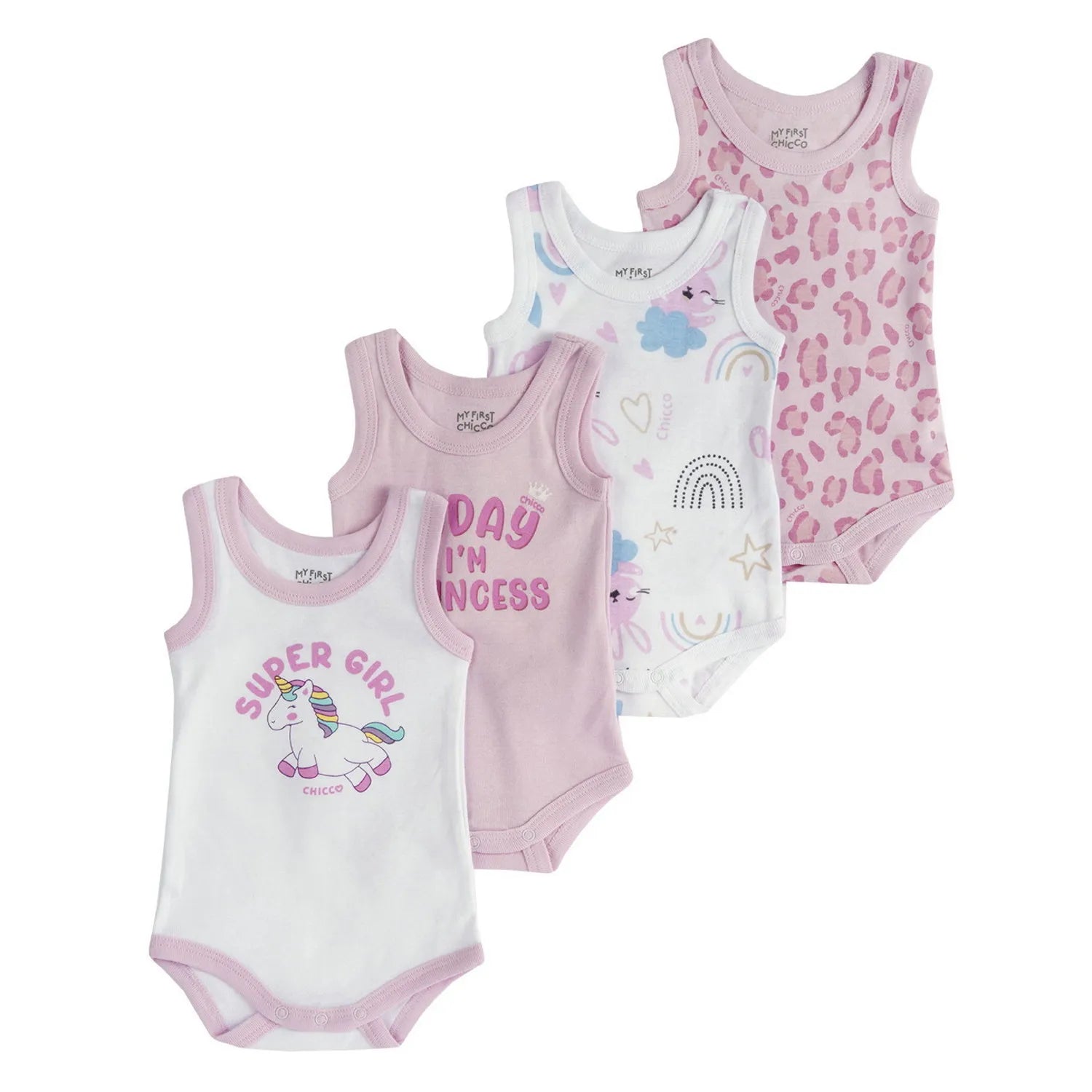 Infants Pack Of 4 Printed Cotton Bodysuits