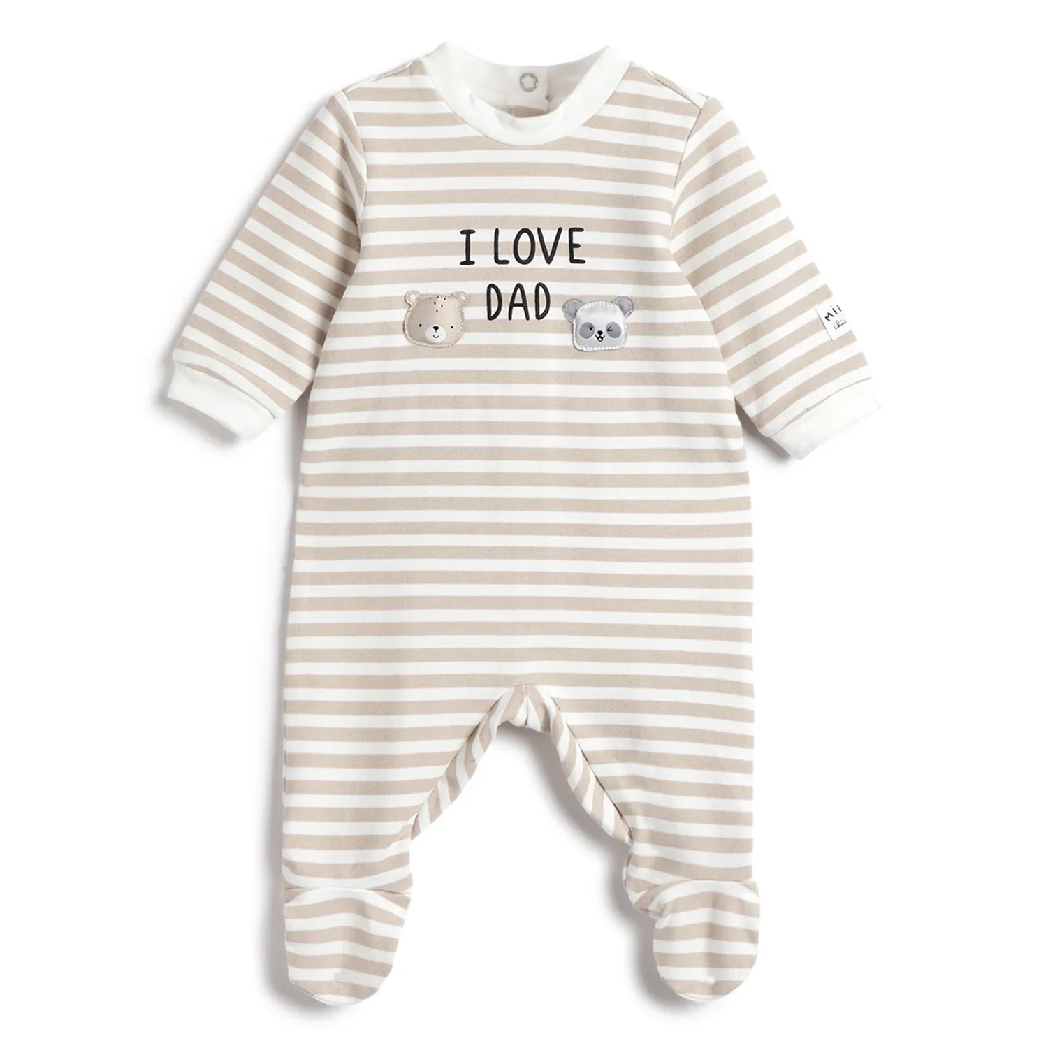 Infants Striped Nappy Opening Babysuit