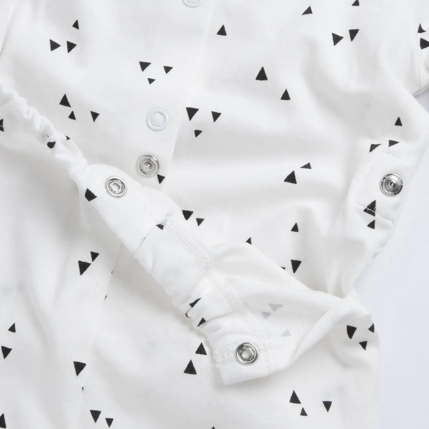 Infants White and Beige Printed Back Opening Babysuit