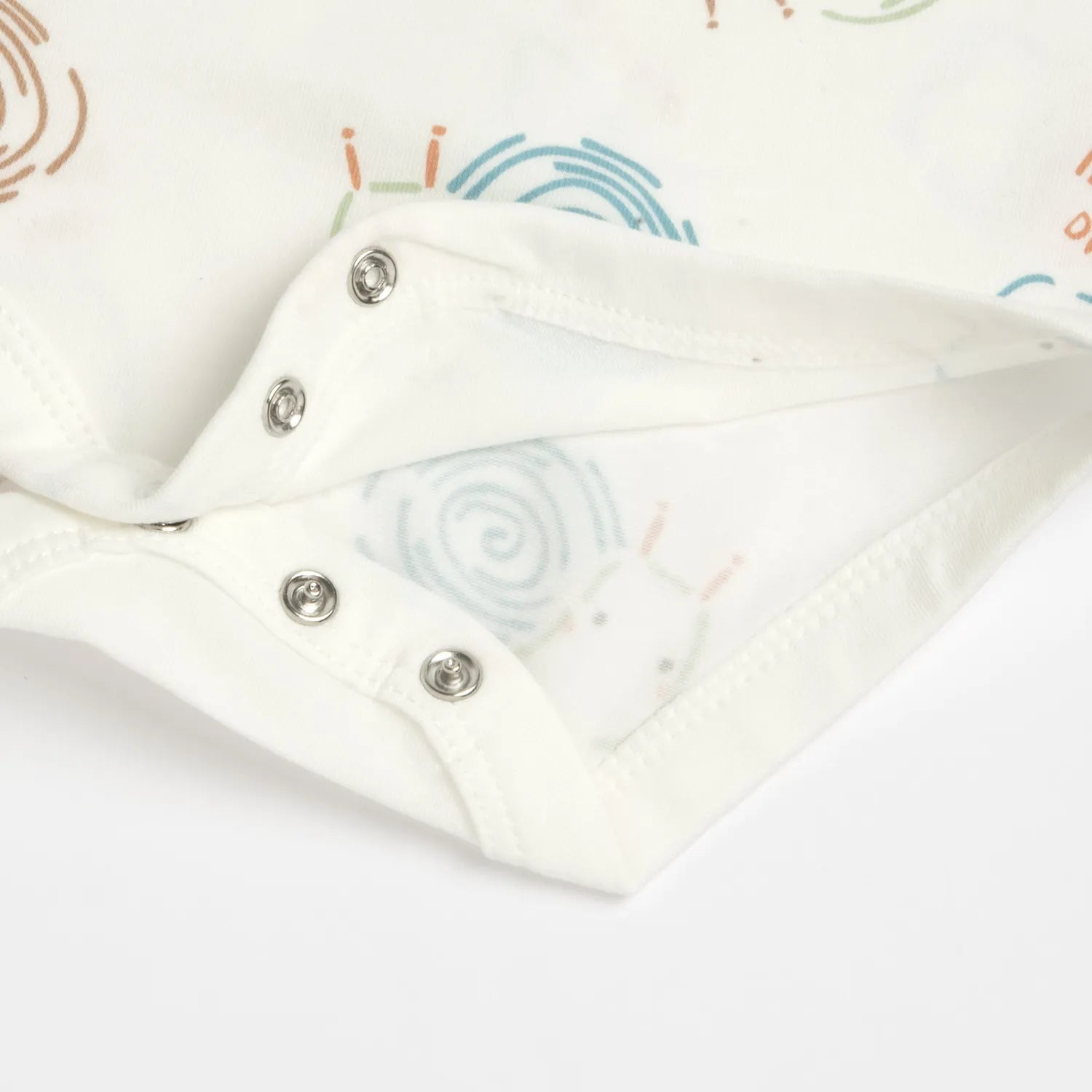Infants White and Beige Printed Bodysuit with Dungaree