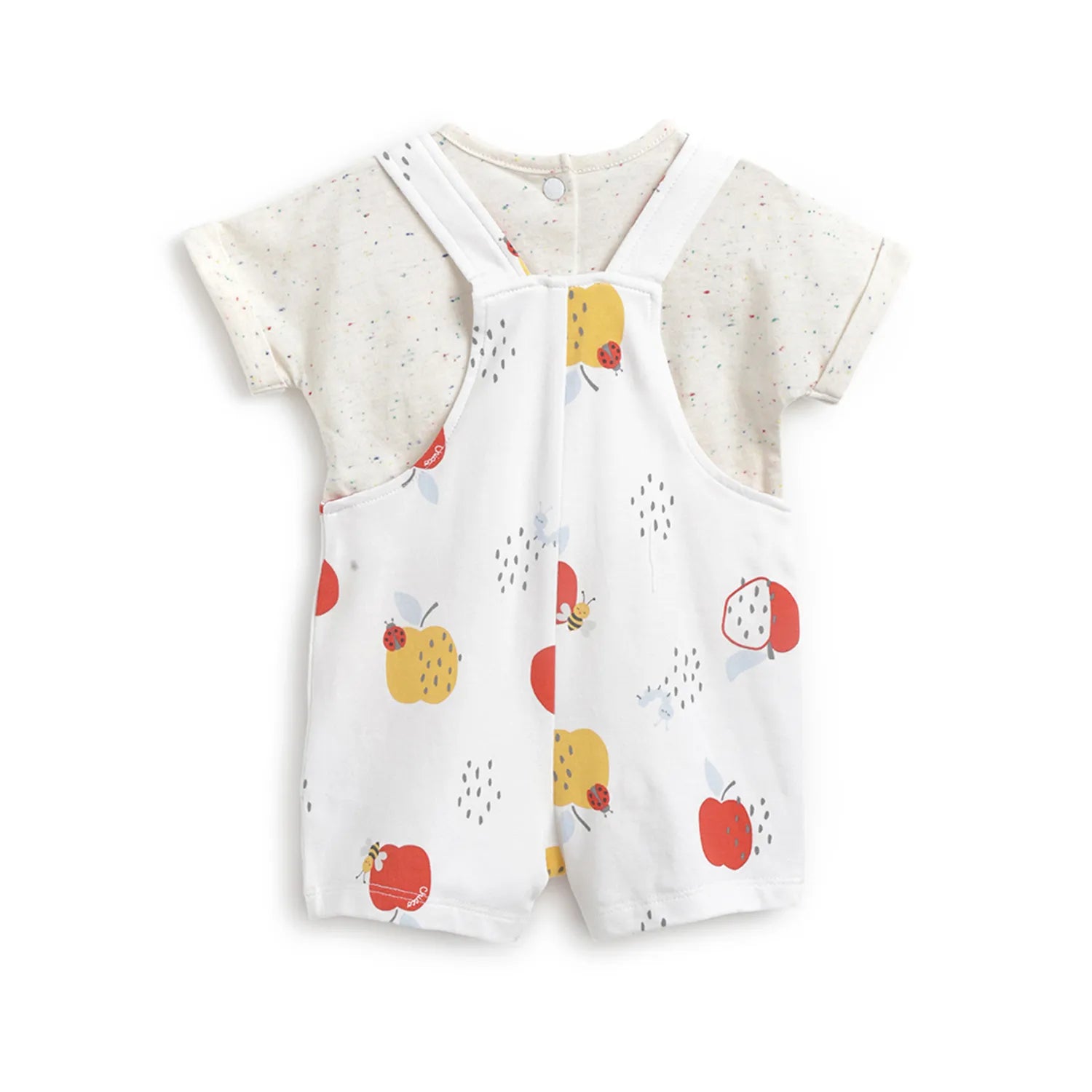 Infants White Printed Dungarees With T-Shirt