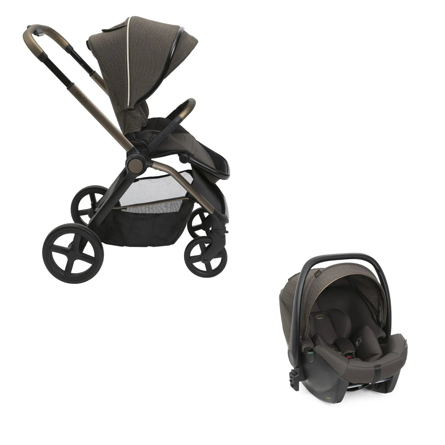 Mysa Stroller Bronze Lizard & Kory Plus Special Car Seat Bronze Lizard
