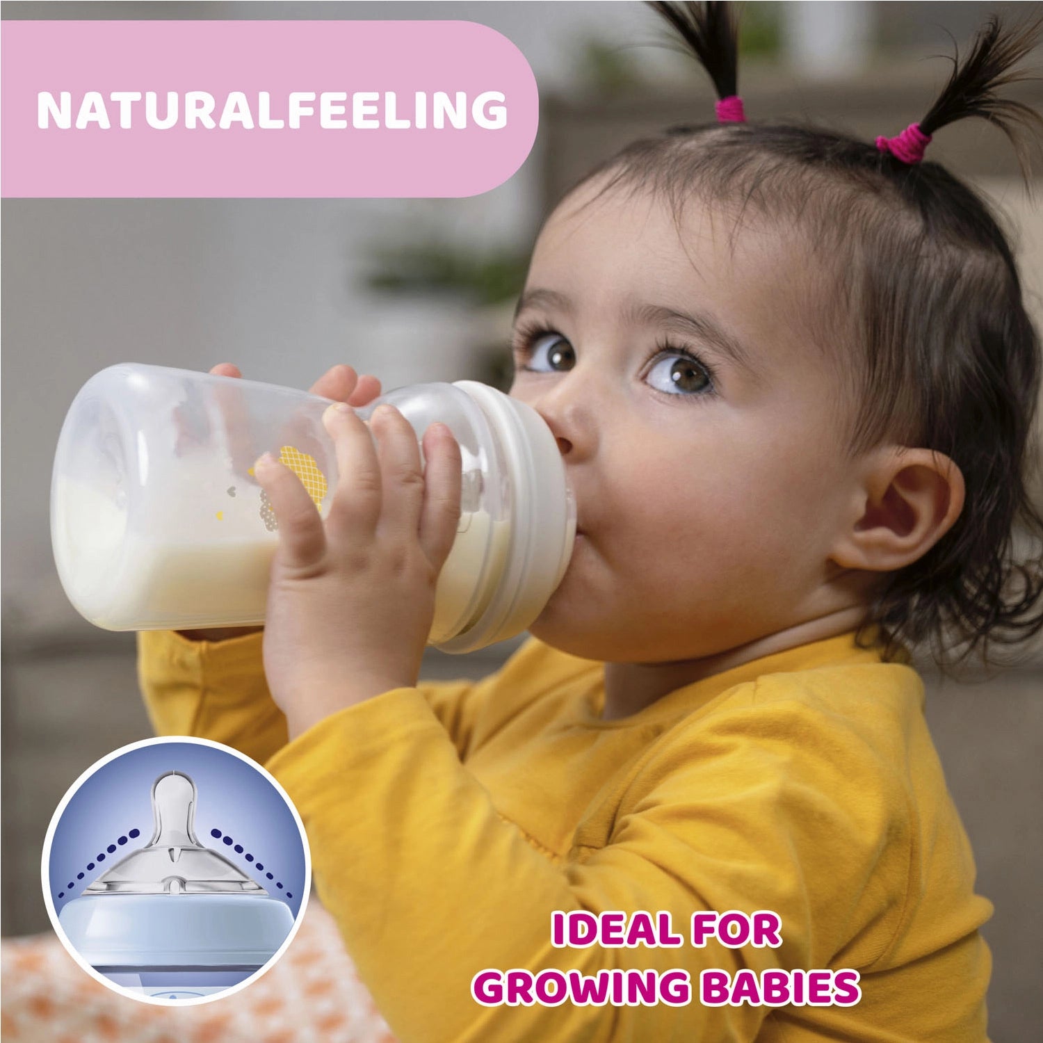 Natural Feeling Fast Flow Baby Bottle 6M+ 330ML Blue