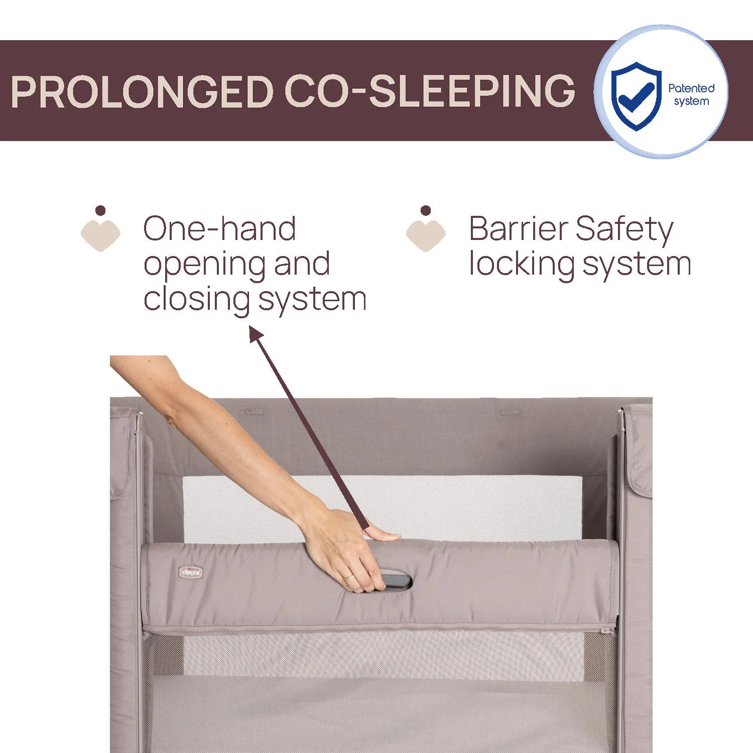 Next2Me Forever Co Sleeping Cot Almond