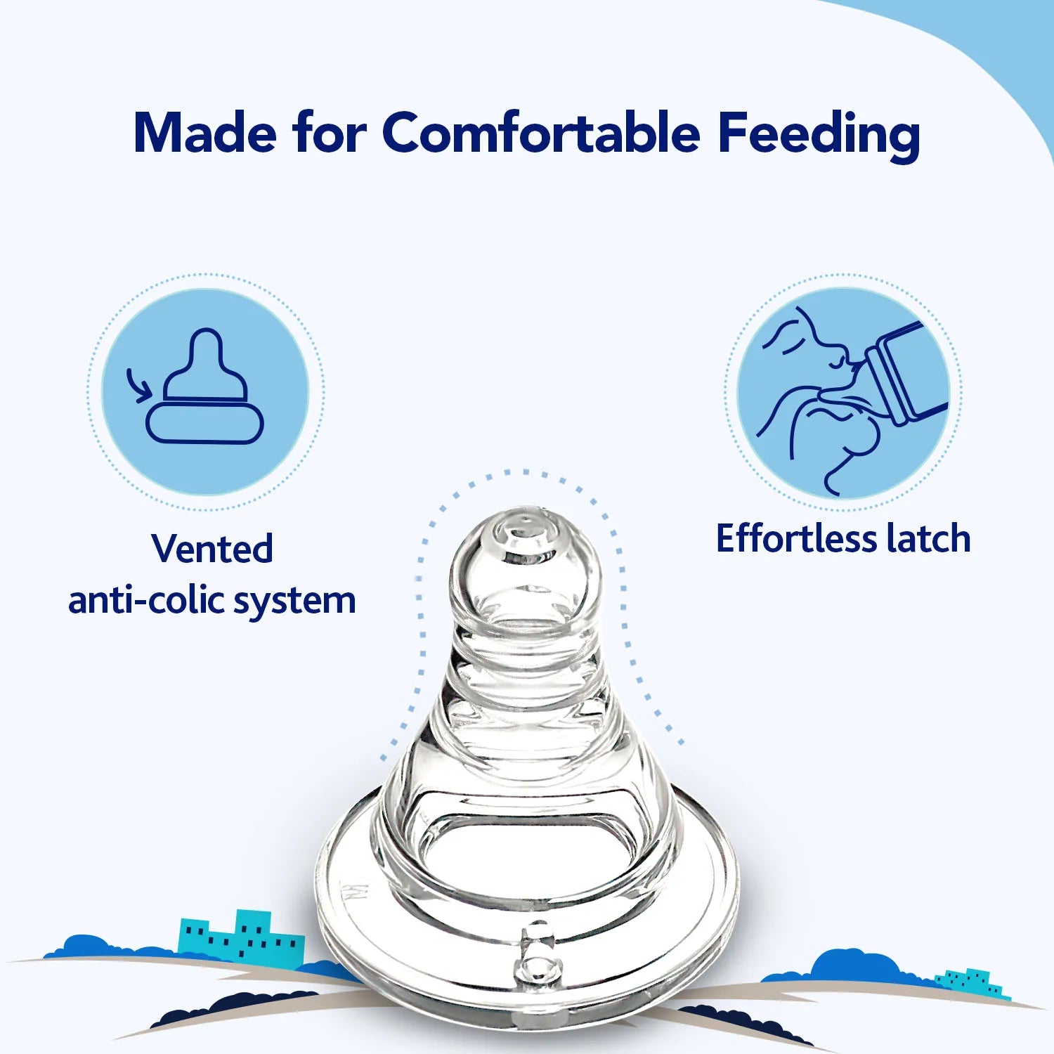 Nourish Plus Fast Flow Baby Bottle 240ml 6M+ Blue