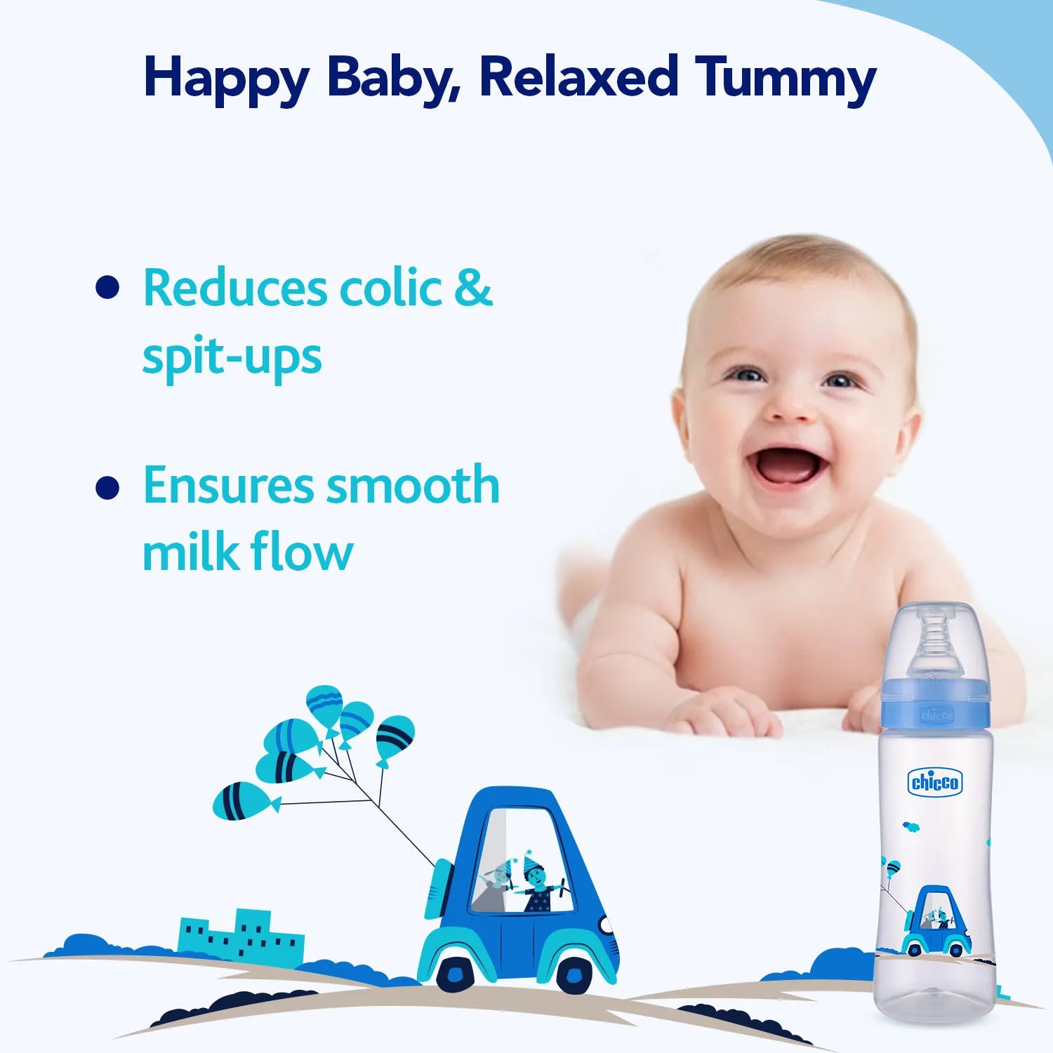 Nourish Plus Fast Flow Baby Bottle 240ml 6M+ Blue