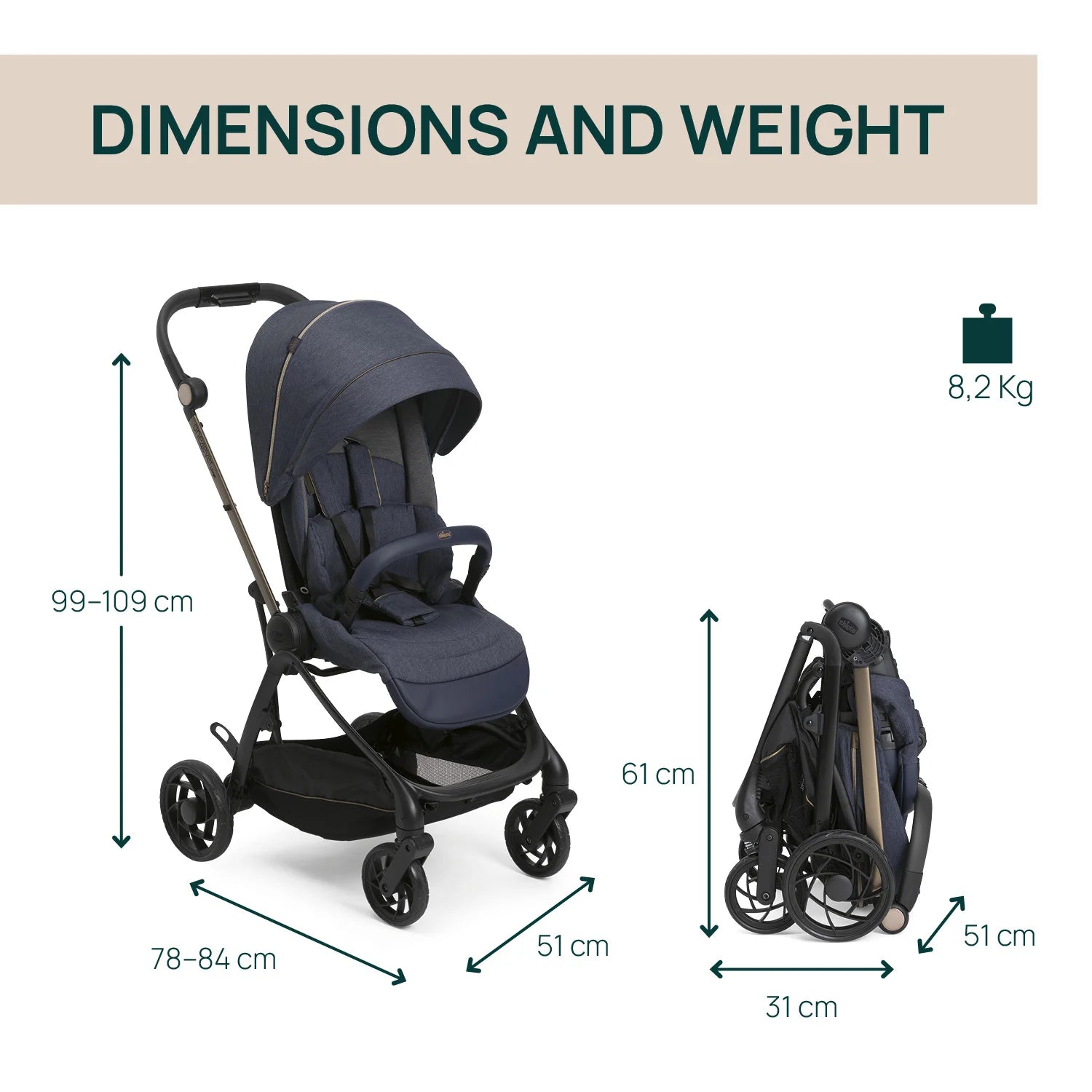 One4Ever Lounge Stroller Denim Shine