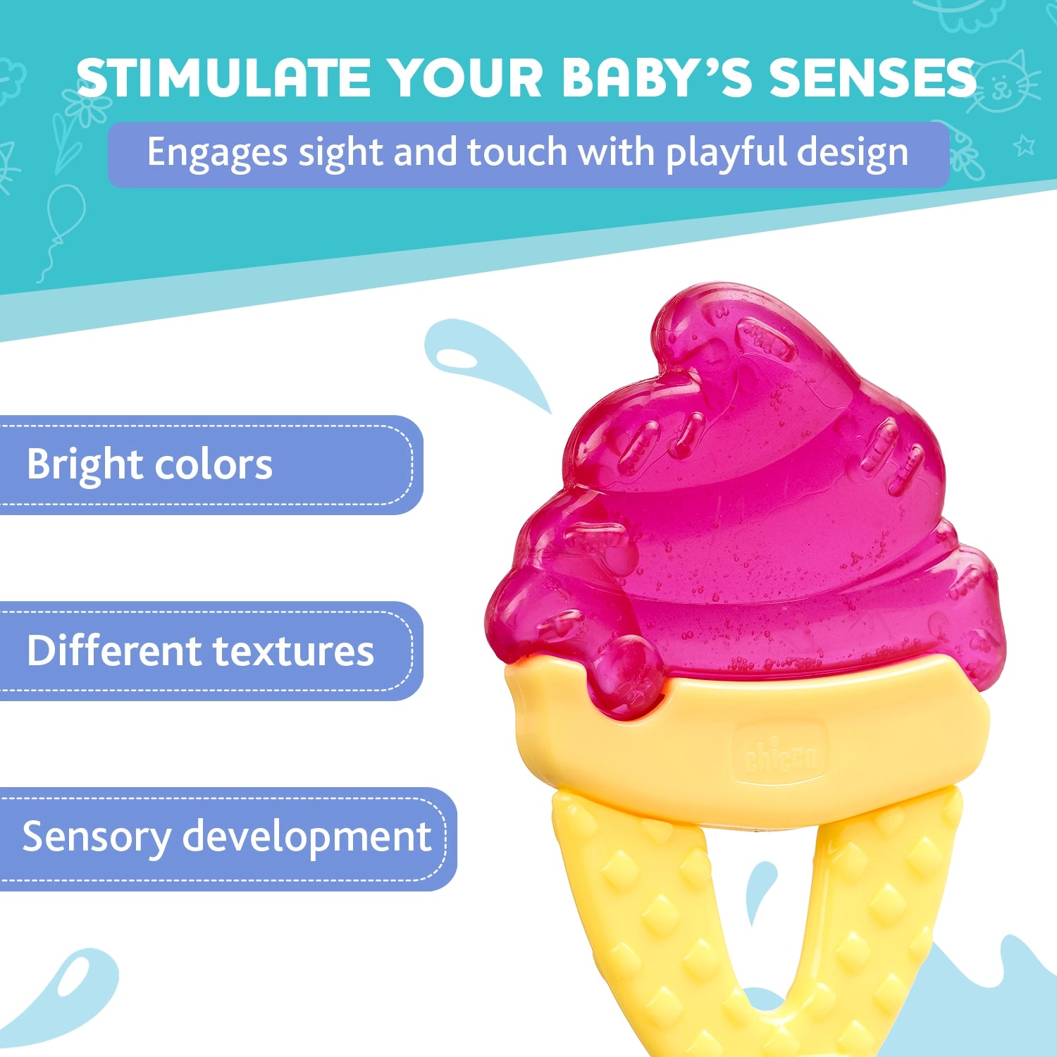 Teether Refreshing Ice Cream Pink 4M+ 1Pc