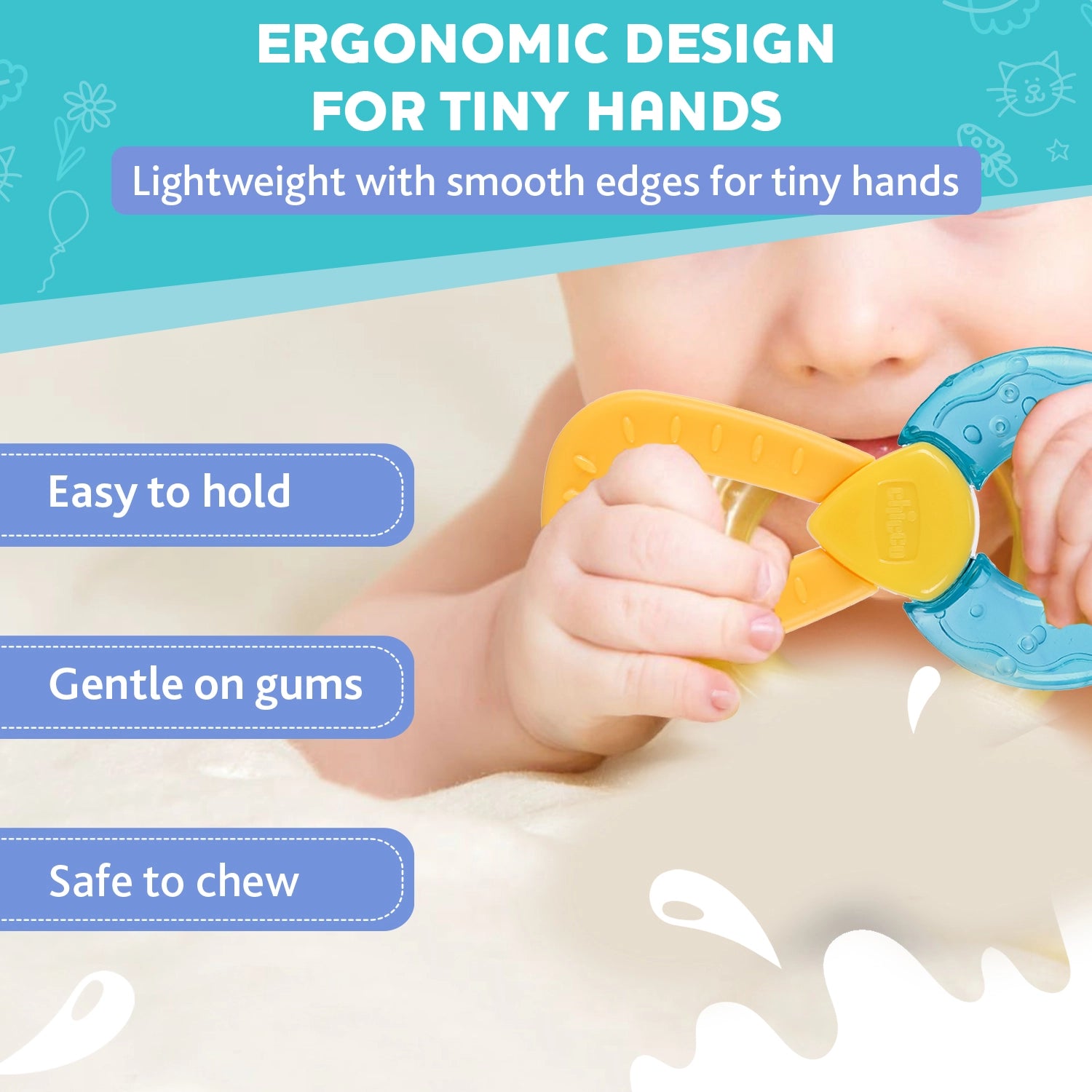 Teether Refreshing Ring Handle Blue 4M+ 1Pc