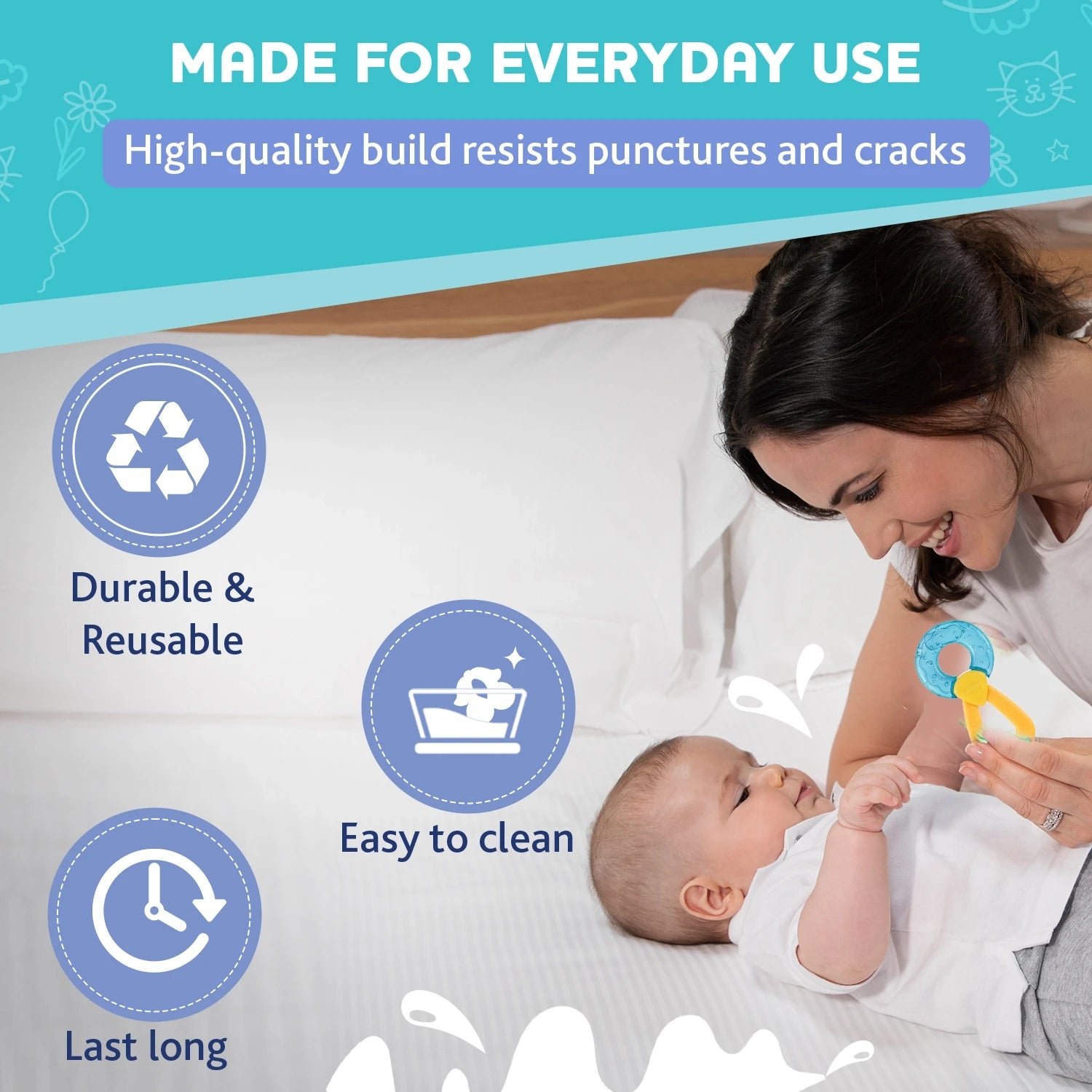 Teether Refreshing Ring Handle Blue 4M+ 1Pc