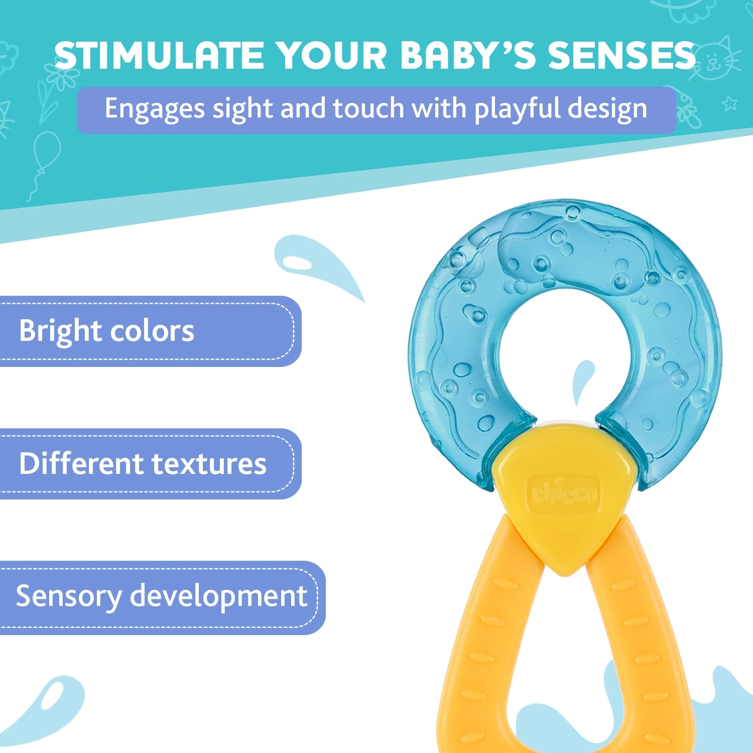 Teether Refreshing Ring Handle Blue 4M+ 1Pc