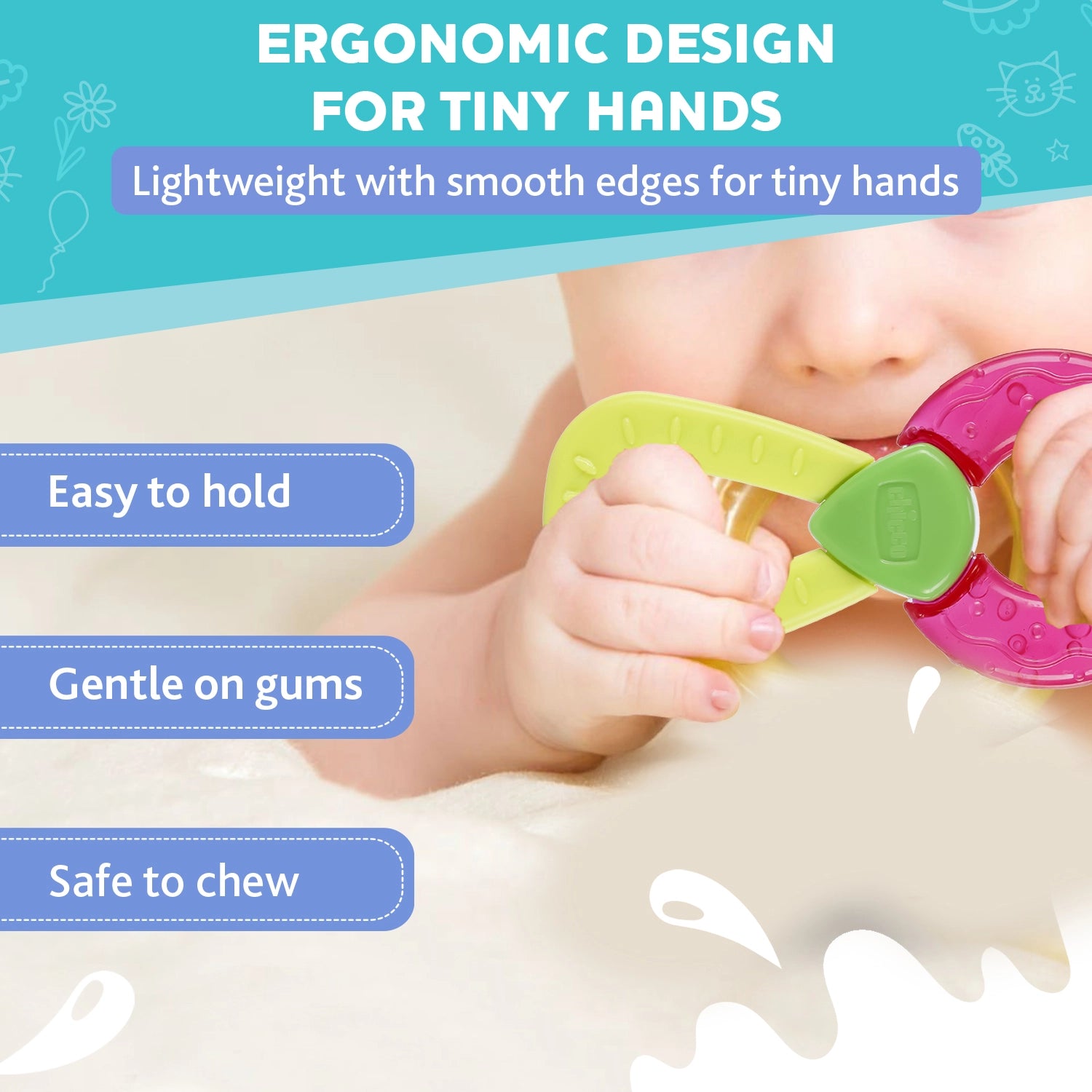 Teether Refreshing Ring Handle Pink 4M+ 1Pc