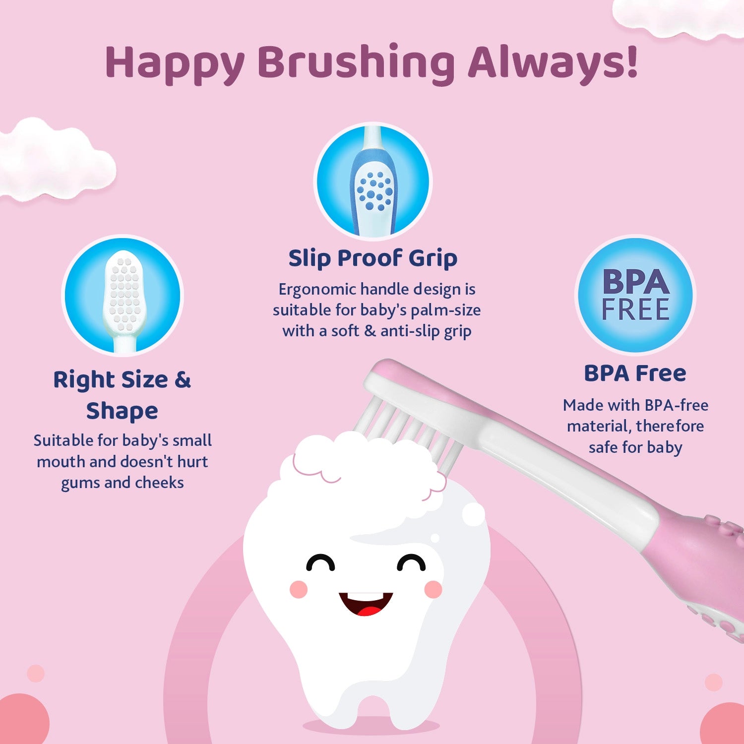 Toothbrush Pink 6M to 36M