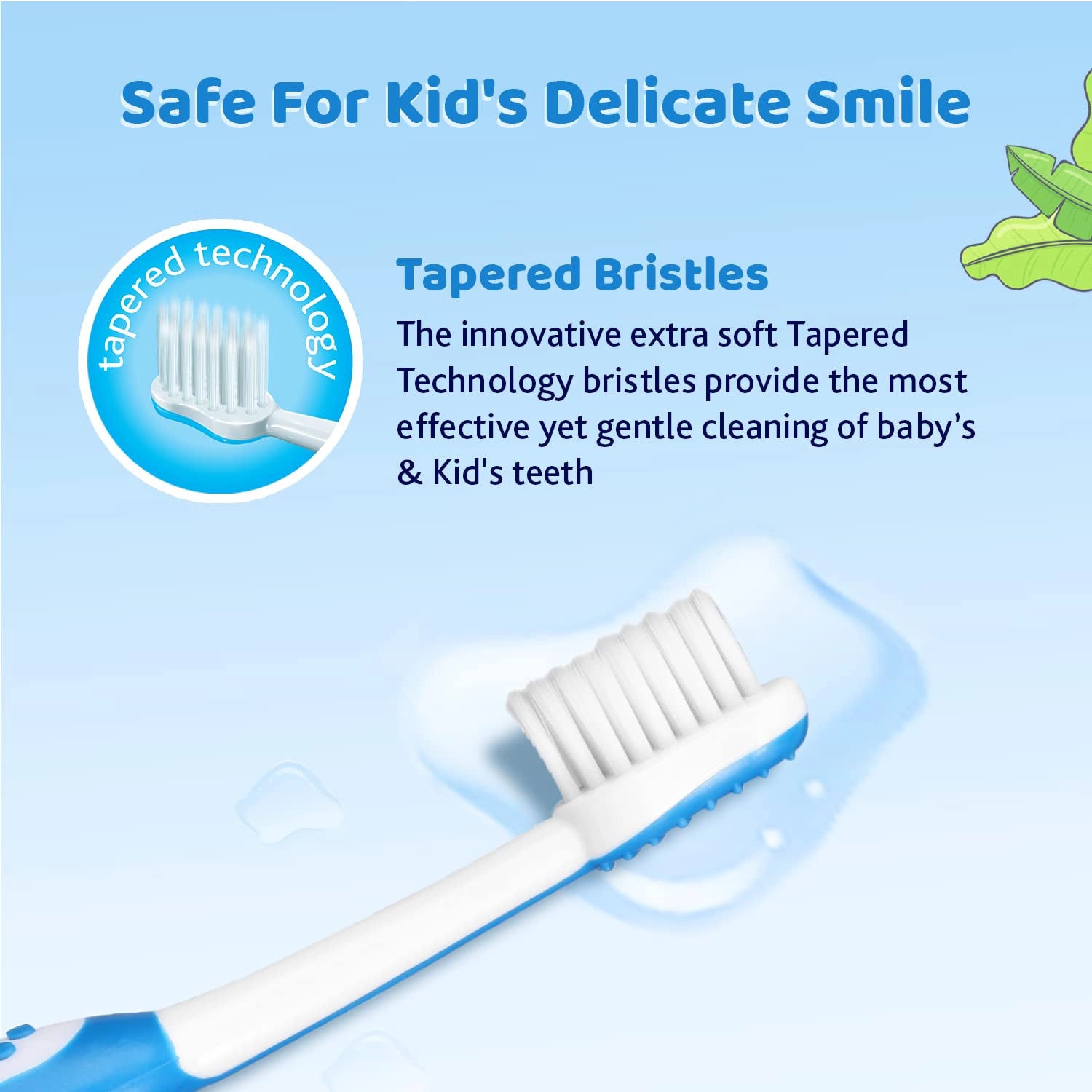 Toothbrush Set 3Y to 8Y Blue Orange & Green Pack of 3