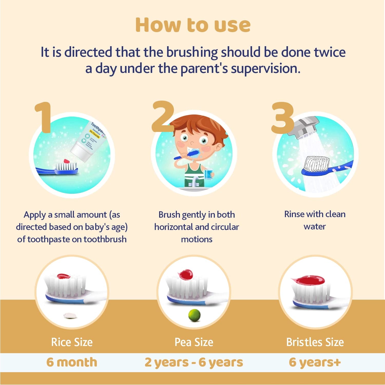 Toothbrush Set 3Y to 8Y Blue and Orange Pack of 2