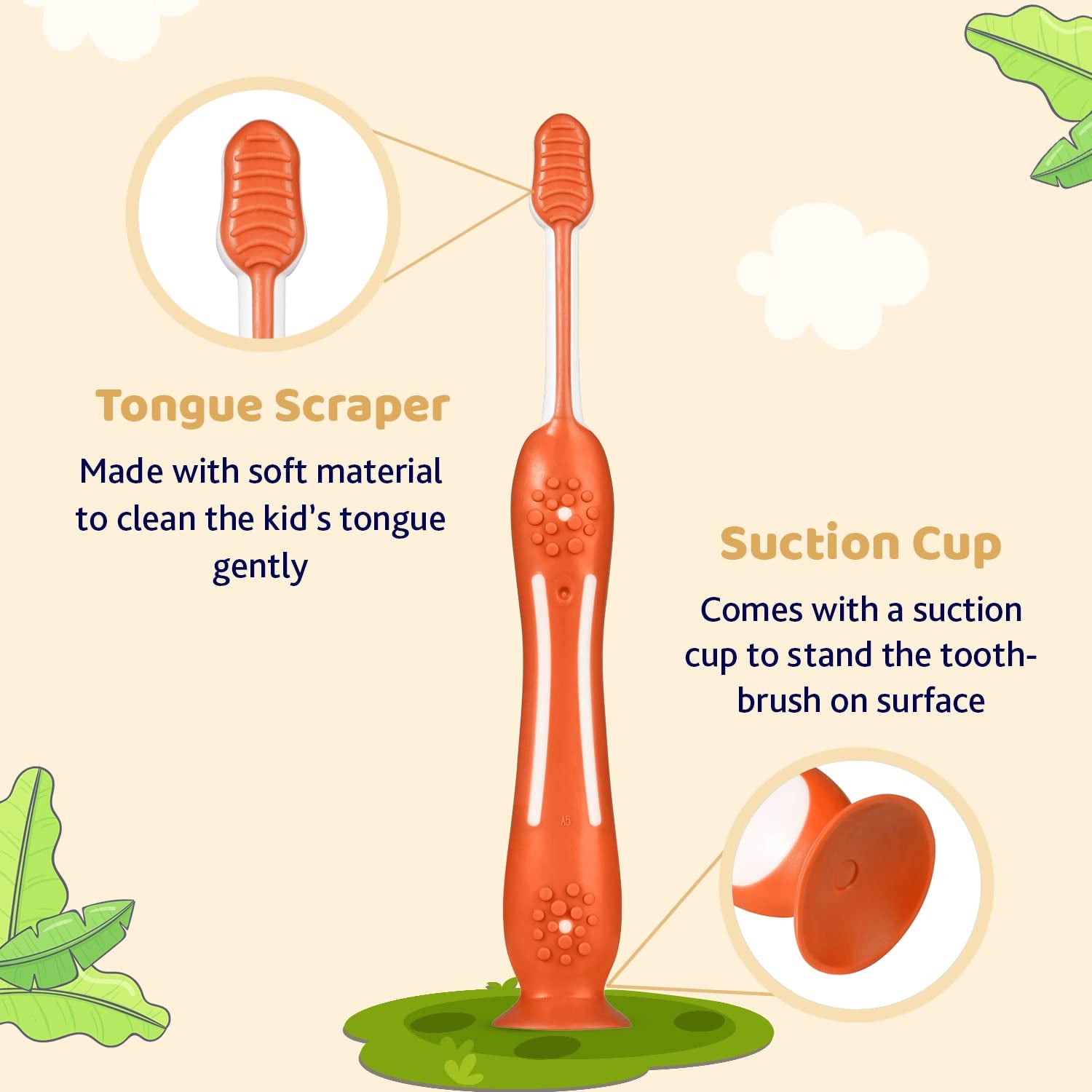 Toothbrush Set 3Y to 8Y Blue and Orange Pack of 2