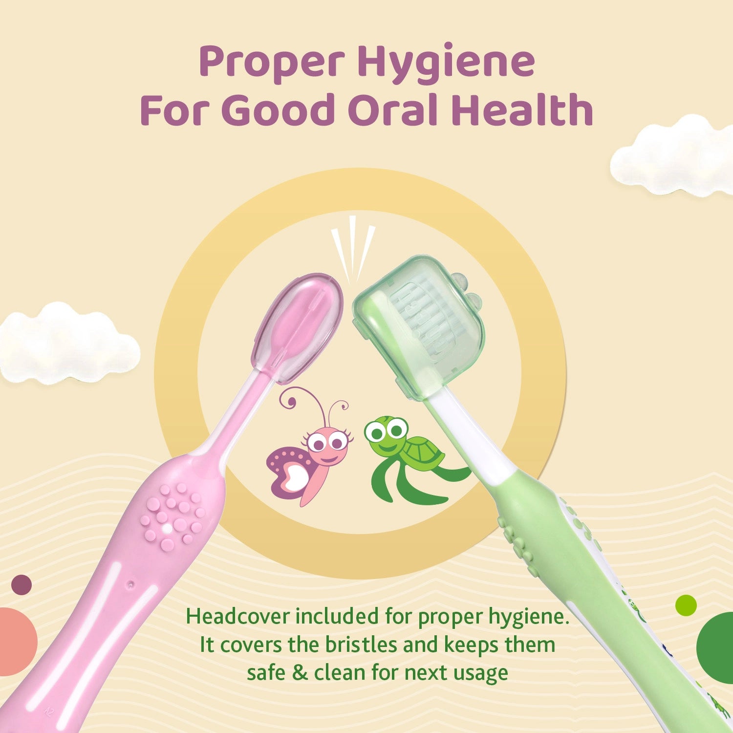 Toothbrush Set 6M to 36M Pink & Green Pack of 2