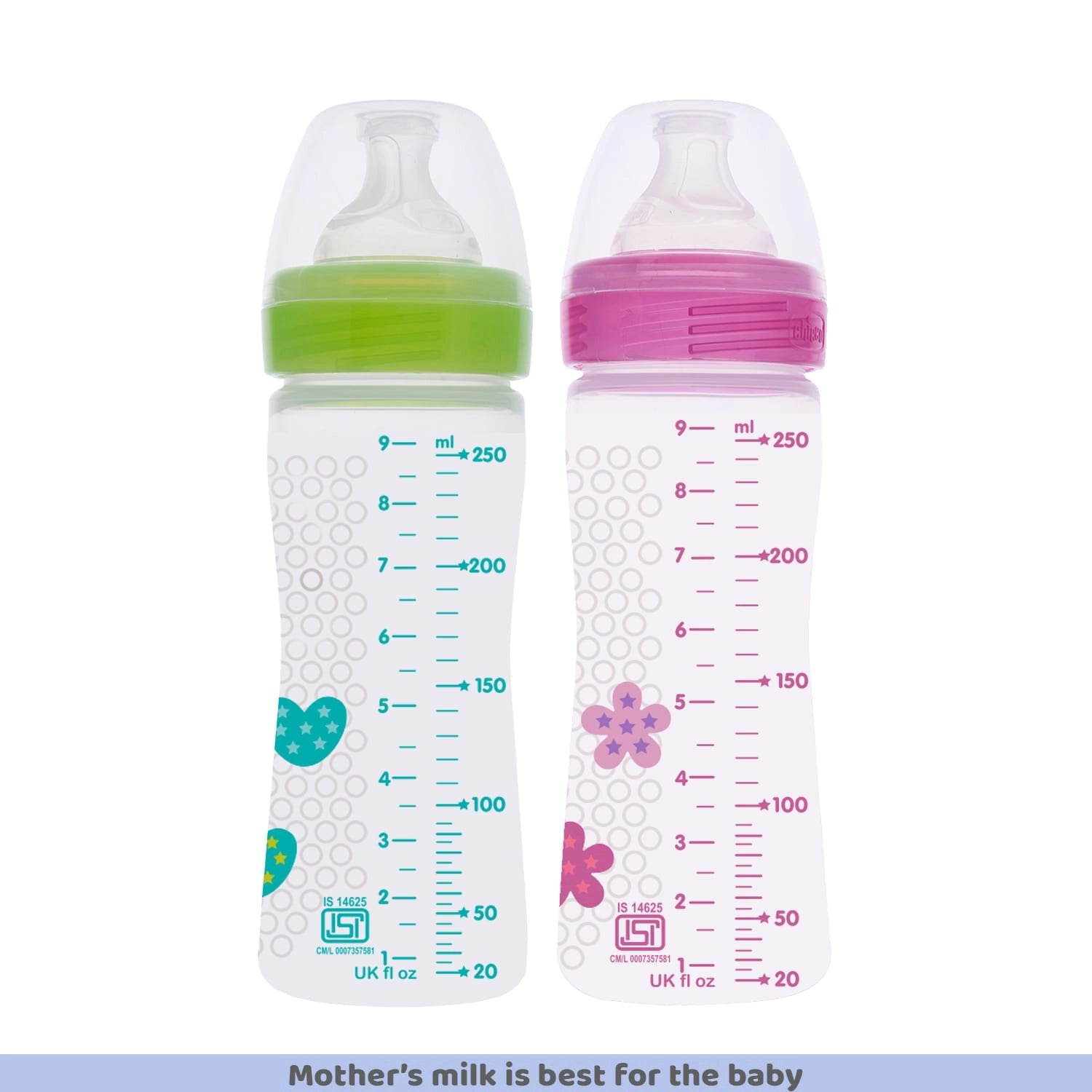 Well Being Bipack Medium Flow Bottle 250ml 2M+ Pink & Green