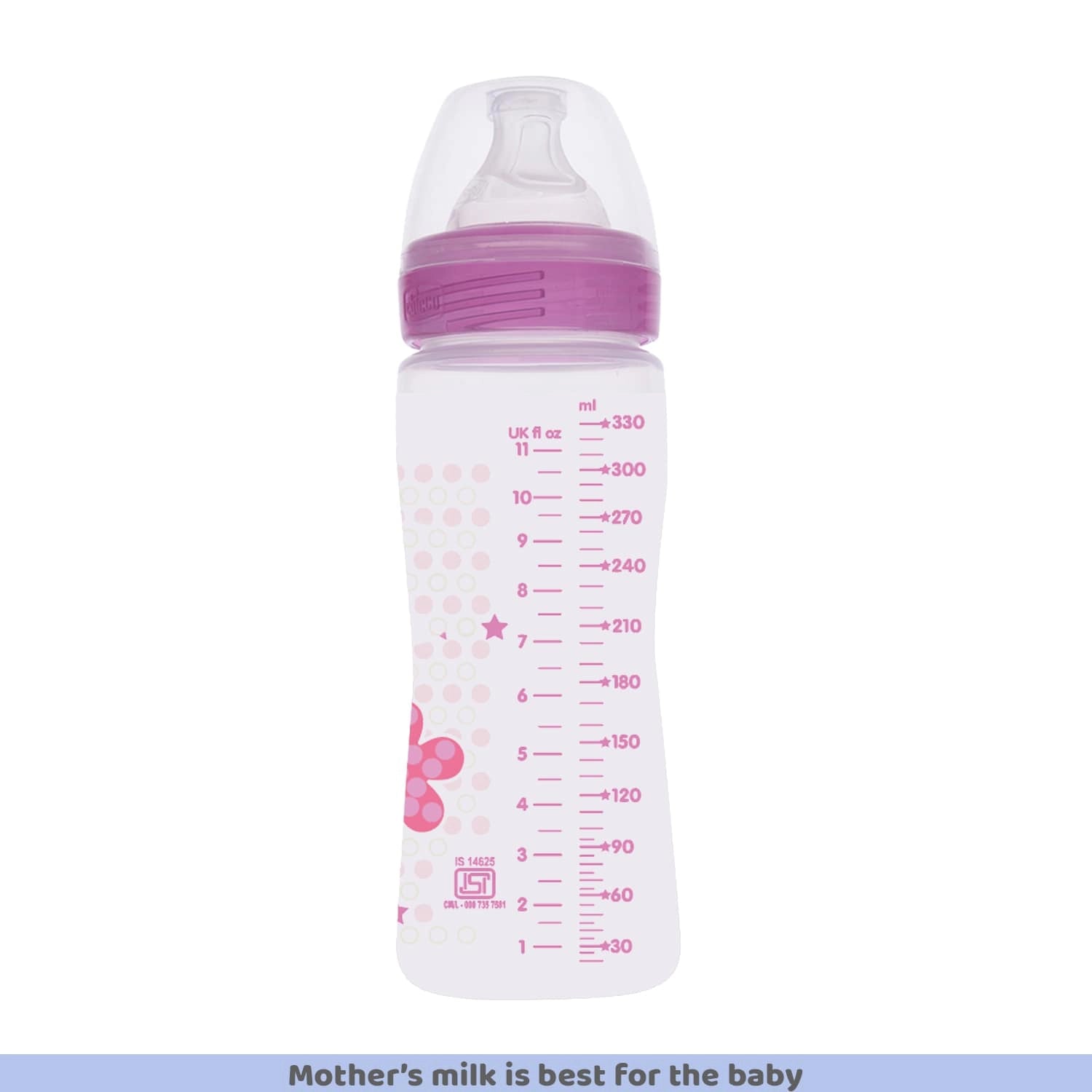 Well Being Fast Flow Baby Bottle 330ml 6M+ Pink