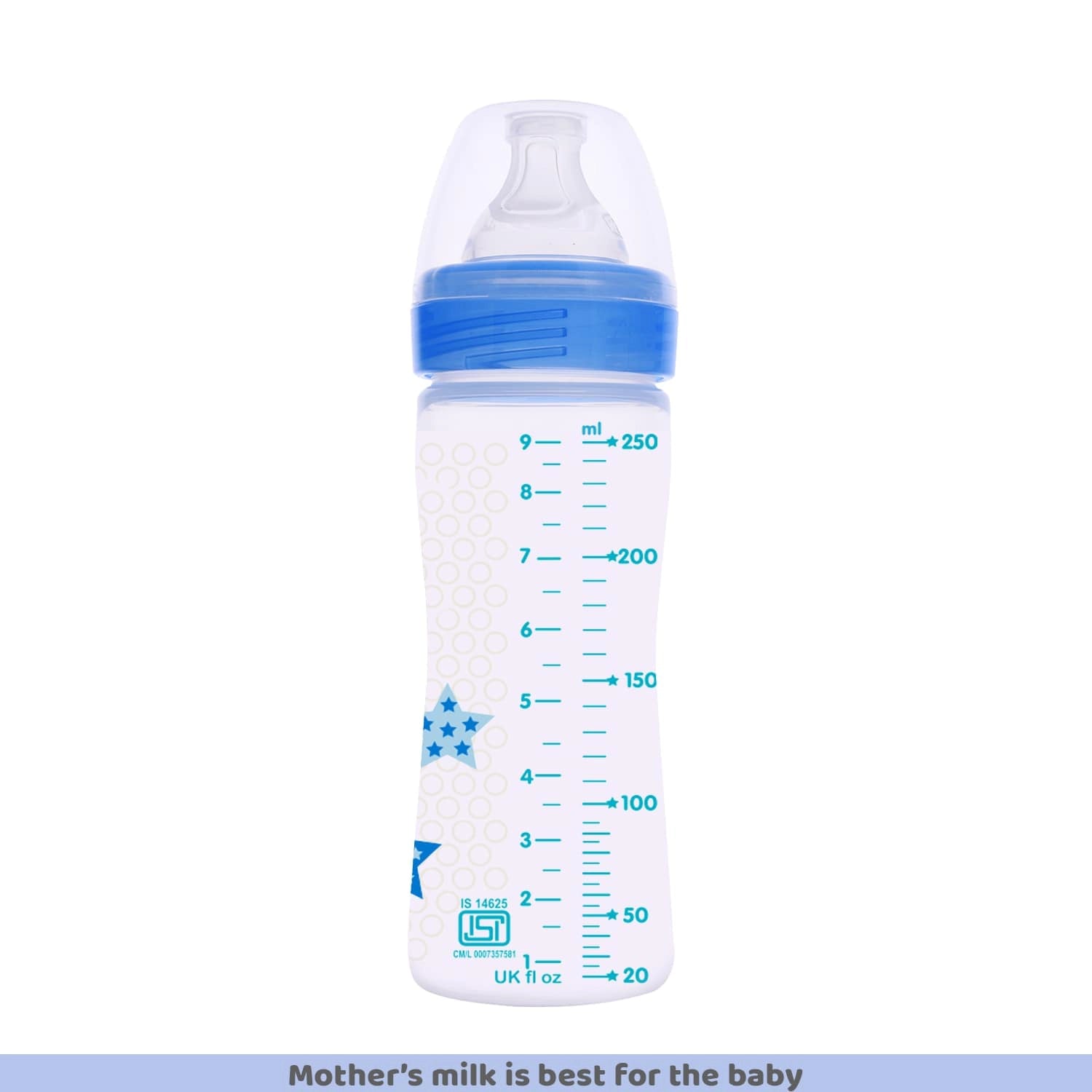 Well Being Medium Flow Baby Bottle 250ml 2M+ Blue