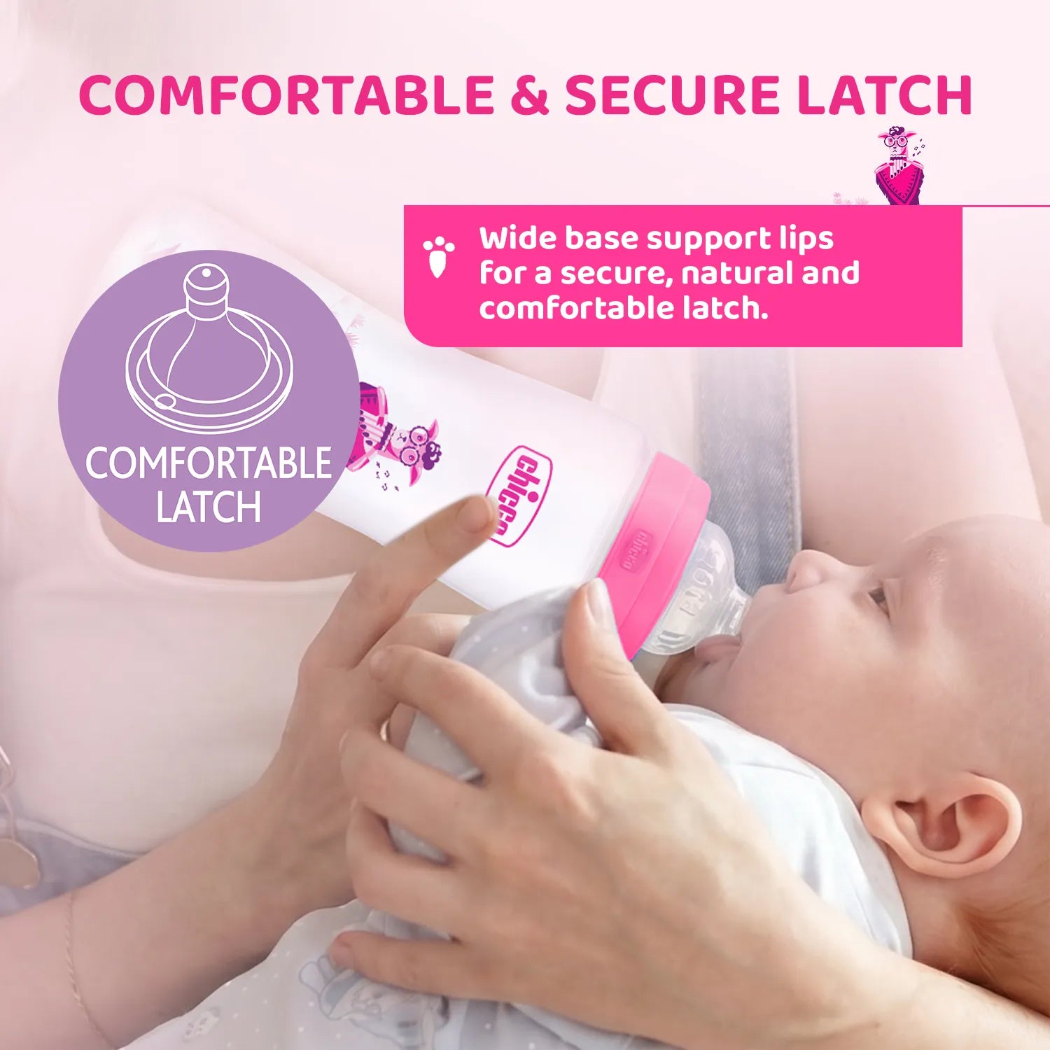 Well Being PP Fast Flow Feeding Bottle Jungle Music 330ml 6M+ Pink