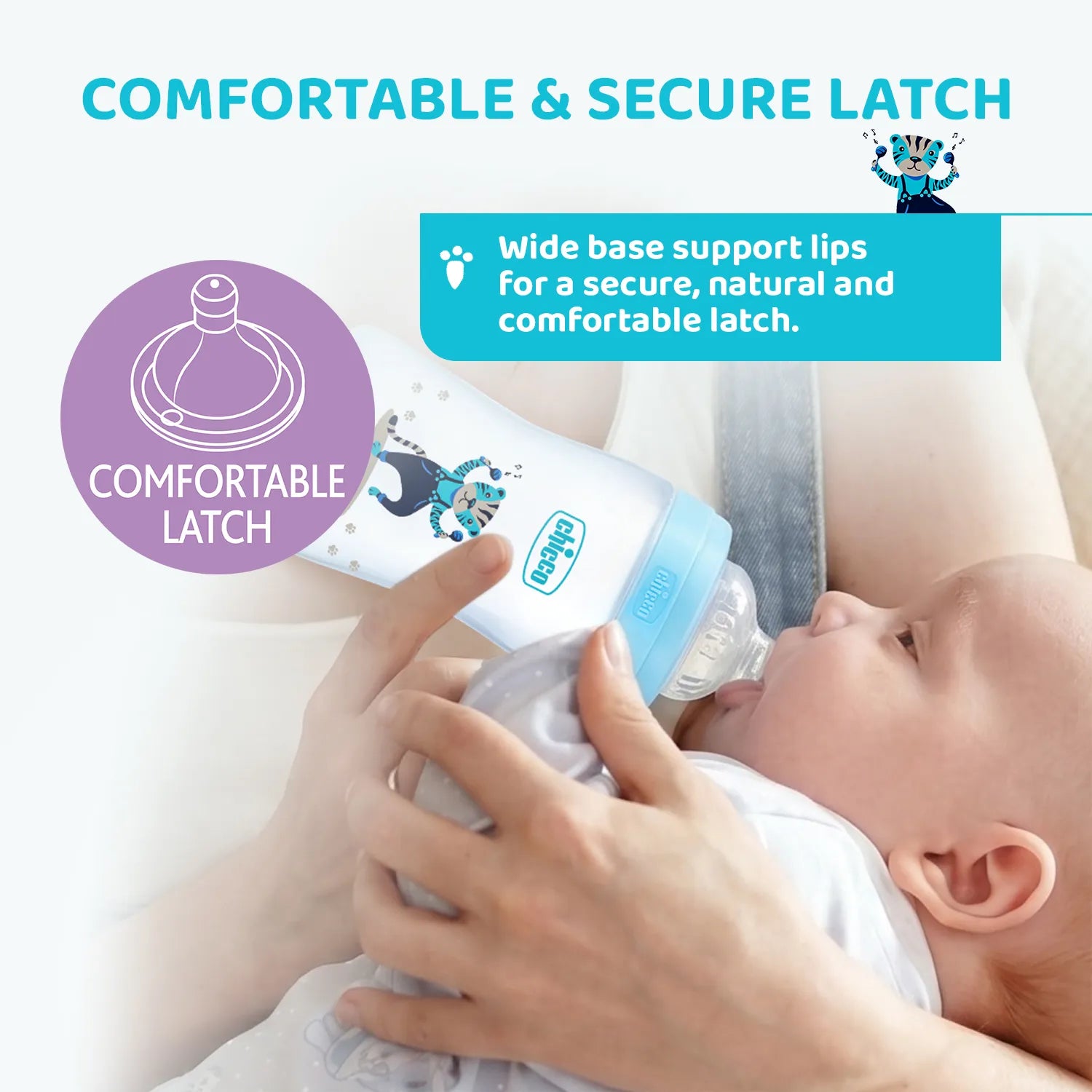 Well Being PP Slow Flow Feeding Bottle Jungle Music 150ml 0M+ Blue