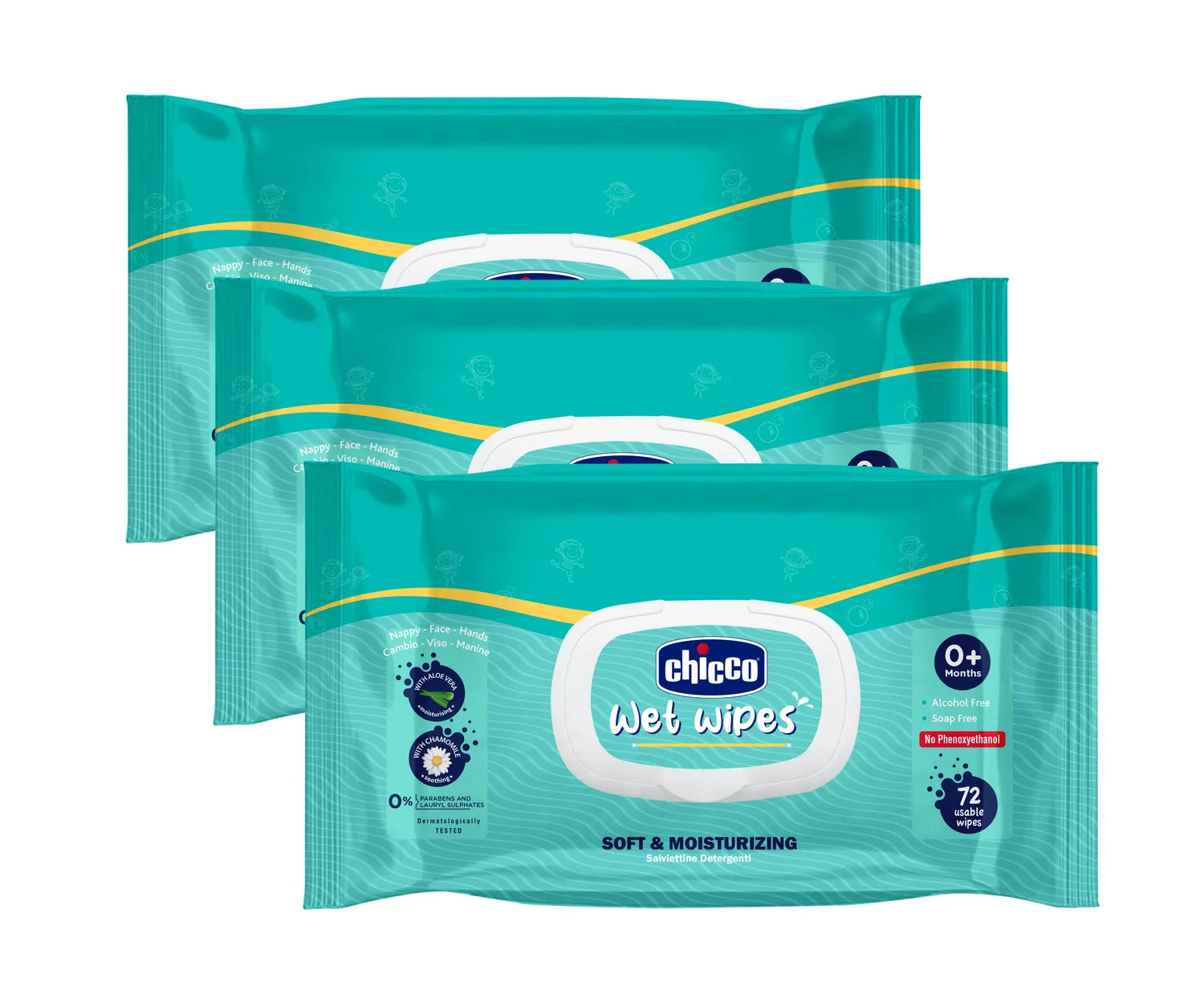 Wet Wipes Fliptop Pack of 3 216 Pcs