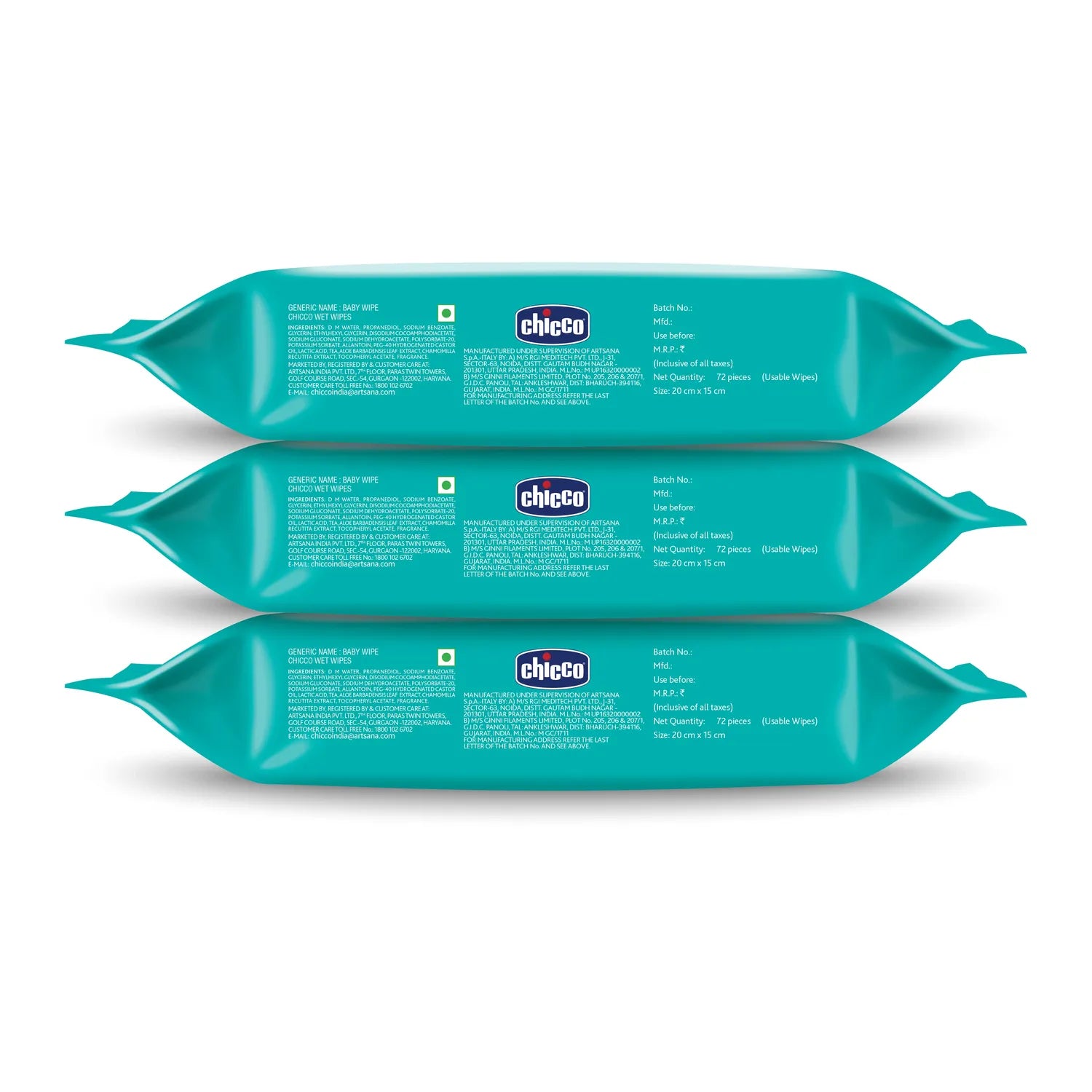 Wet Wipes Fliptop Pack of 3 216 Pcs