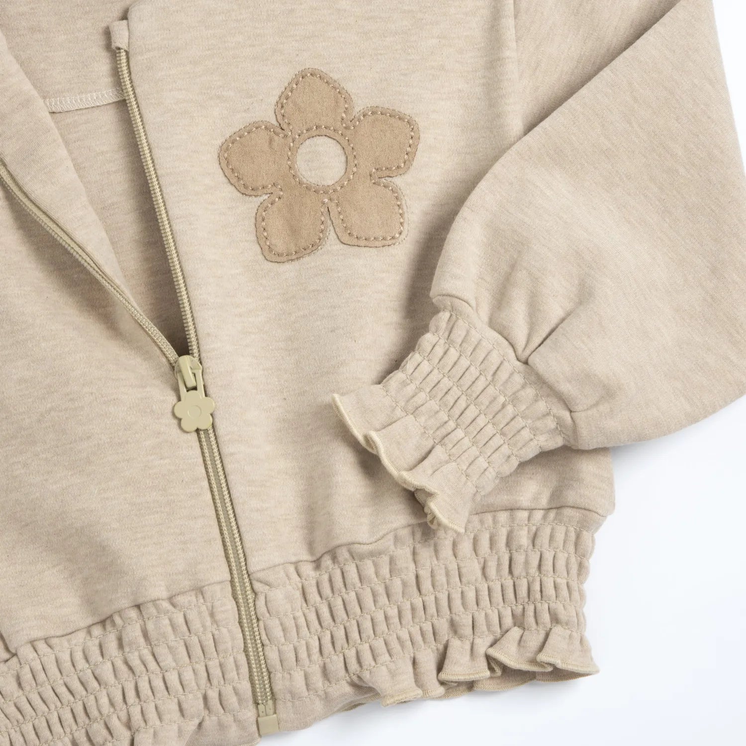 Girls Beige Applique Cardigan