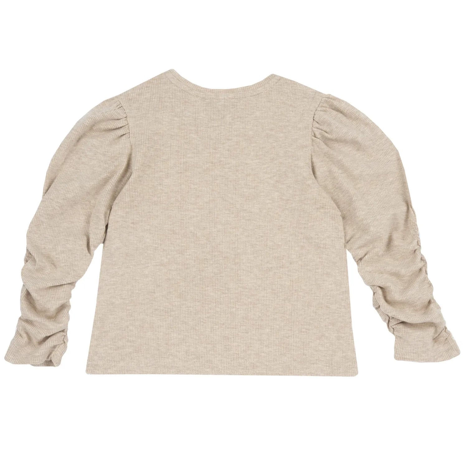 Girls Beige Embellished Stretch Rib Top