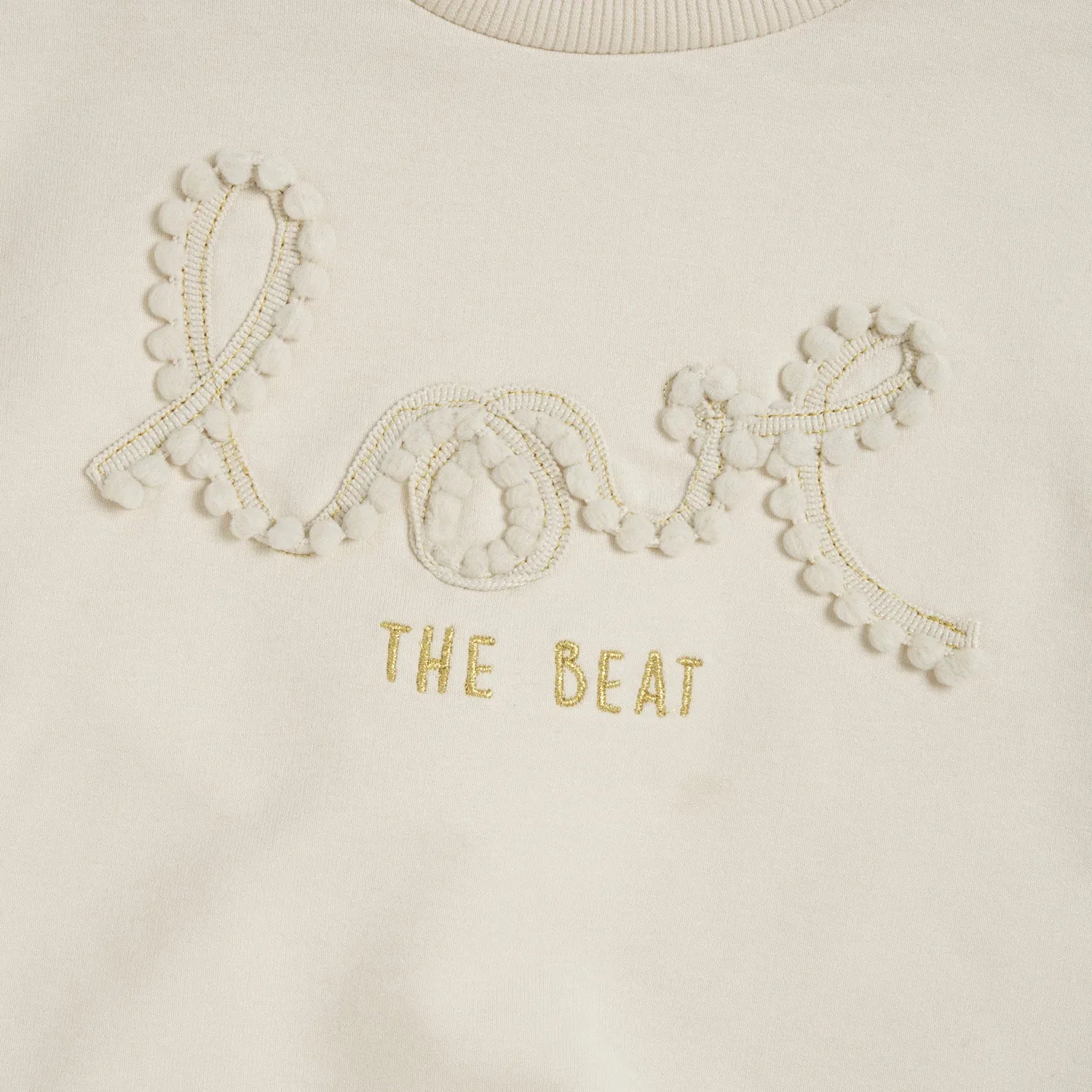 Girls Beige Embroidered Terry Sweatshirt