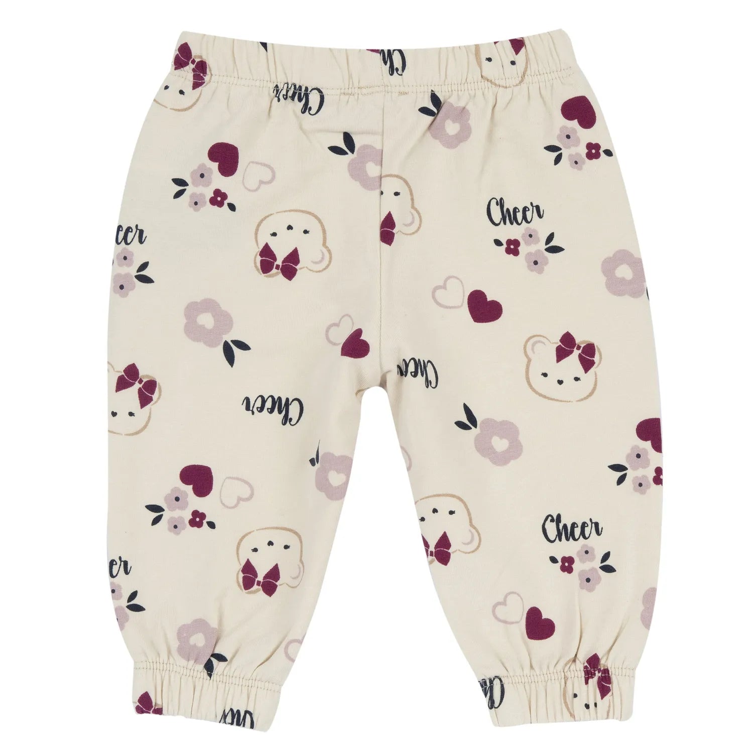 Girls Beige Printed Terry Joggers