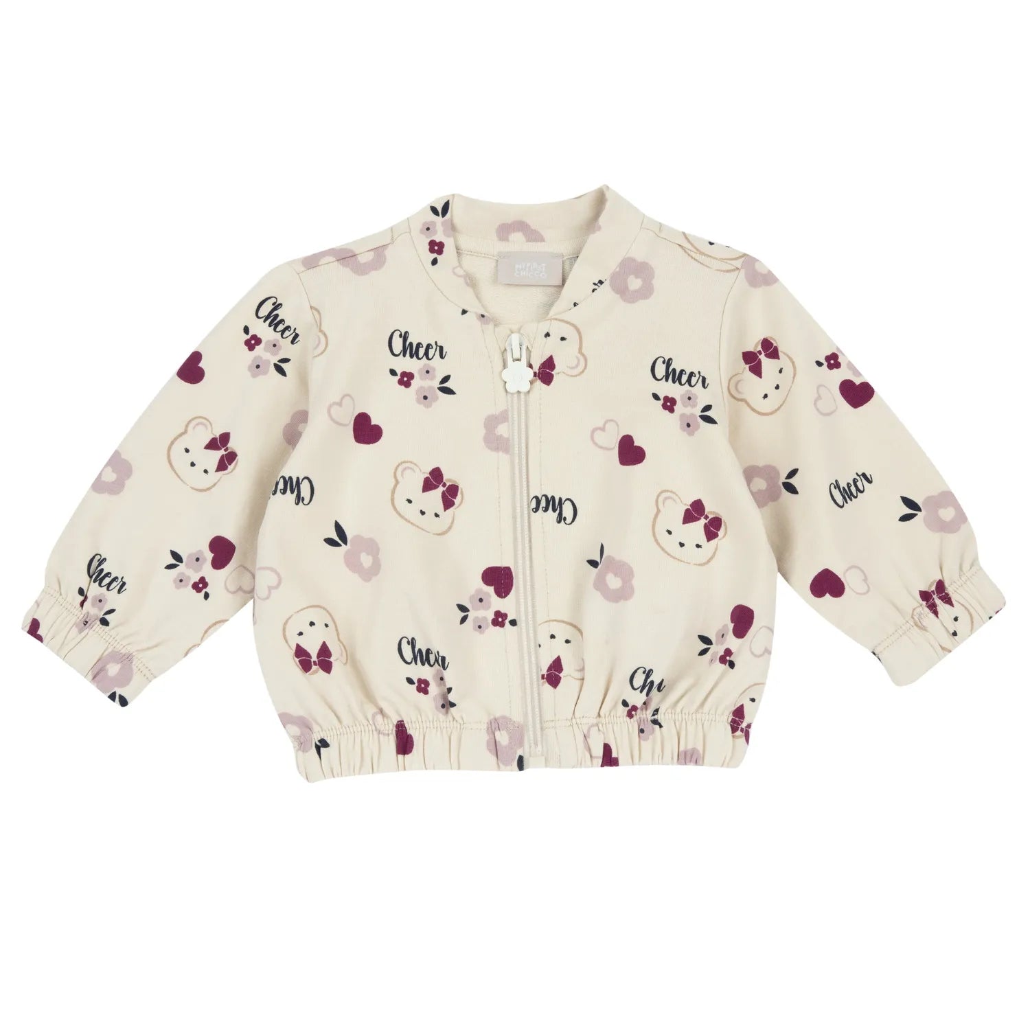 Girls Beige Printed Terry Sweatshirt