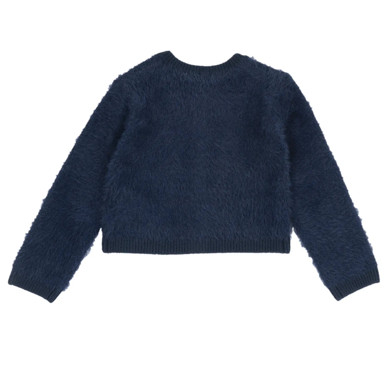 Girls Dark Blue Solid Cardigan