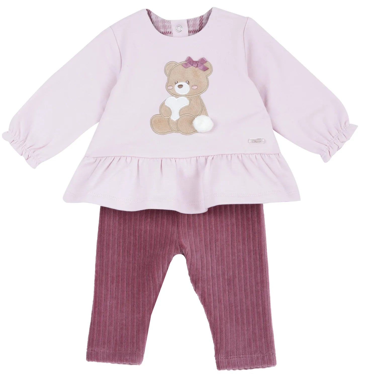 Girls Dark Pink Applique Sweatshirt with Leggings