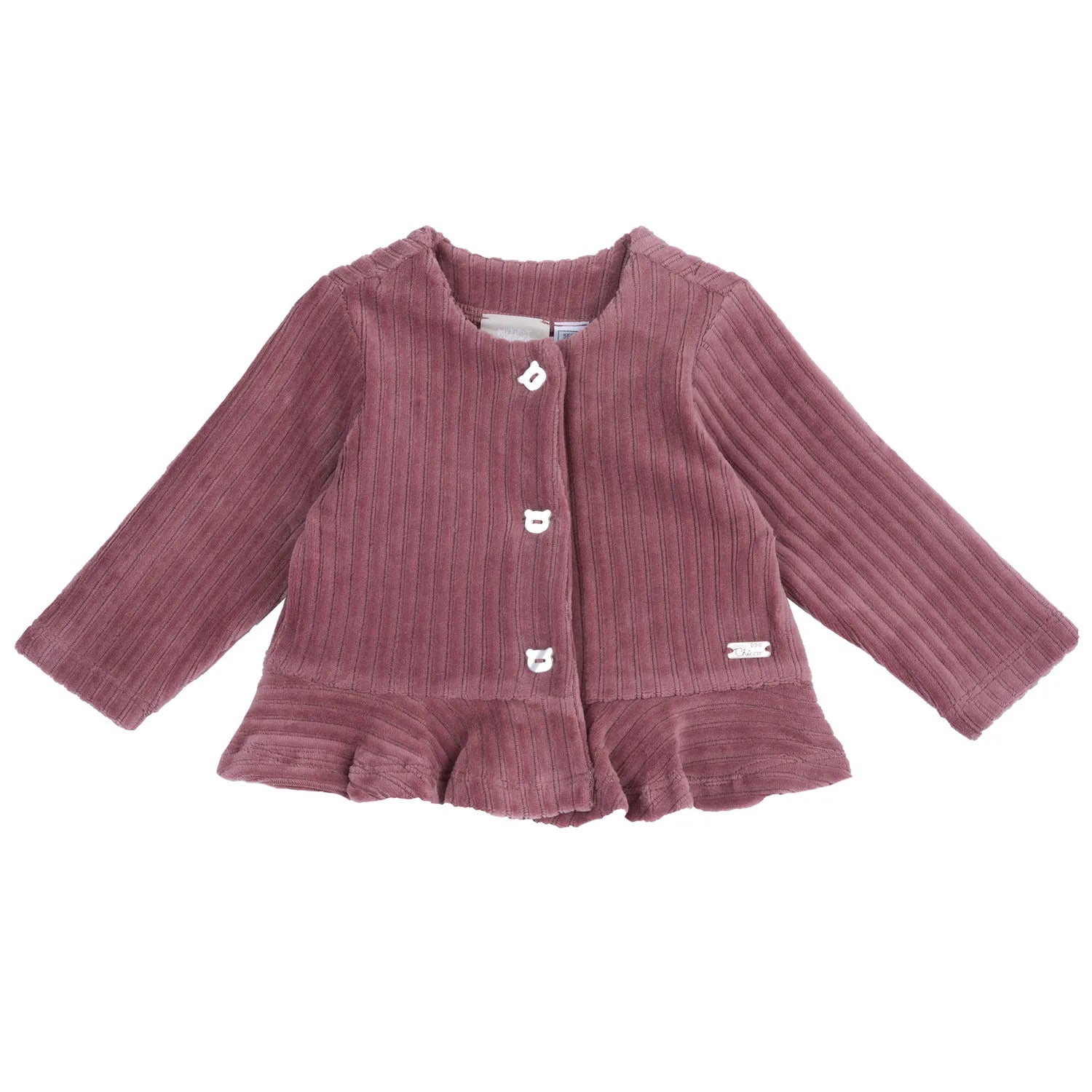 Girls Dark Pink Self Design Cardigan