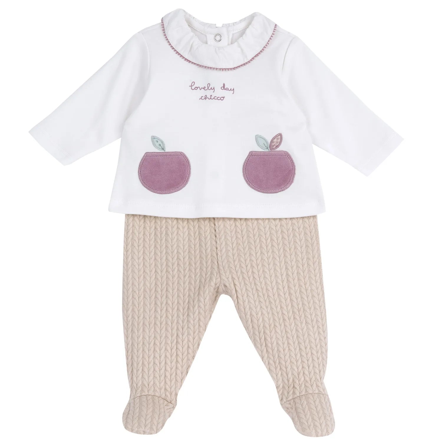 Girls Light Natural Applique Smock with Legging