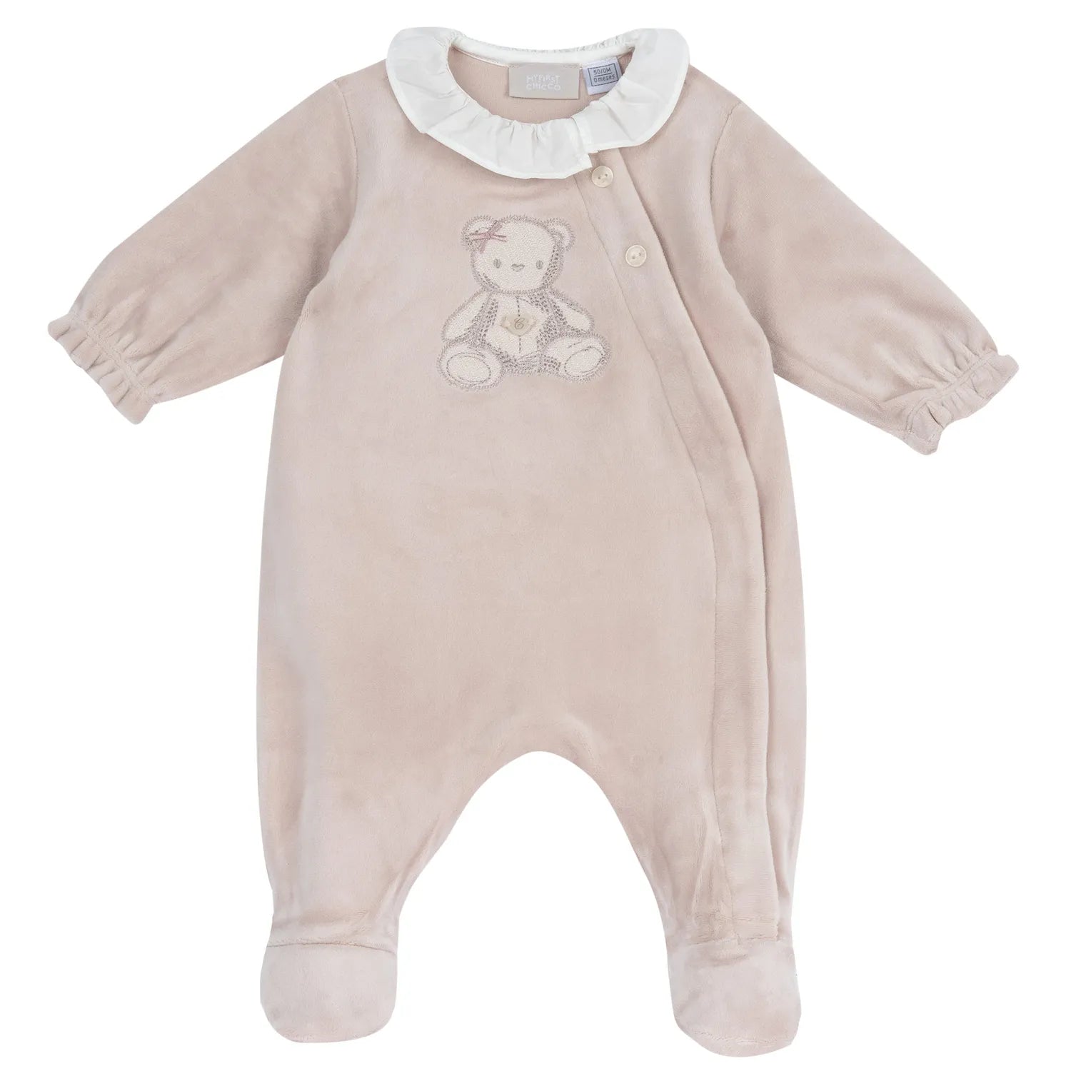 Girls Light Pink Embroidered Front Opening Babysuit
